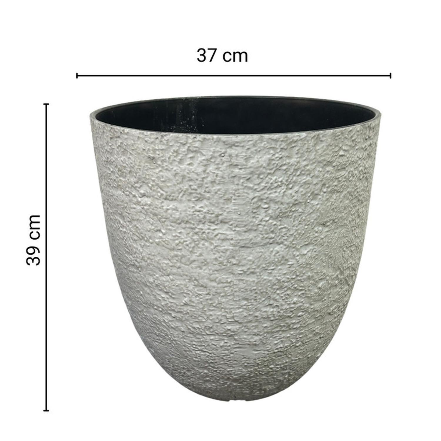 Macetero Decorativo Símil Piedra Gris Jardín Terraza-4