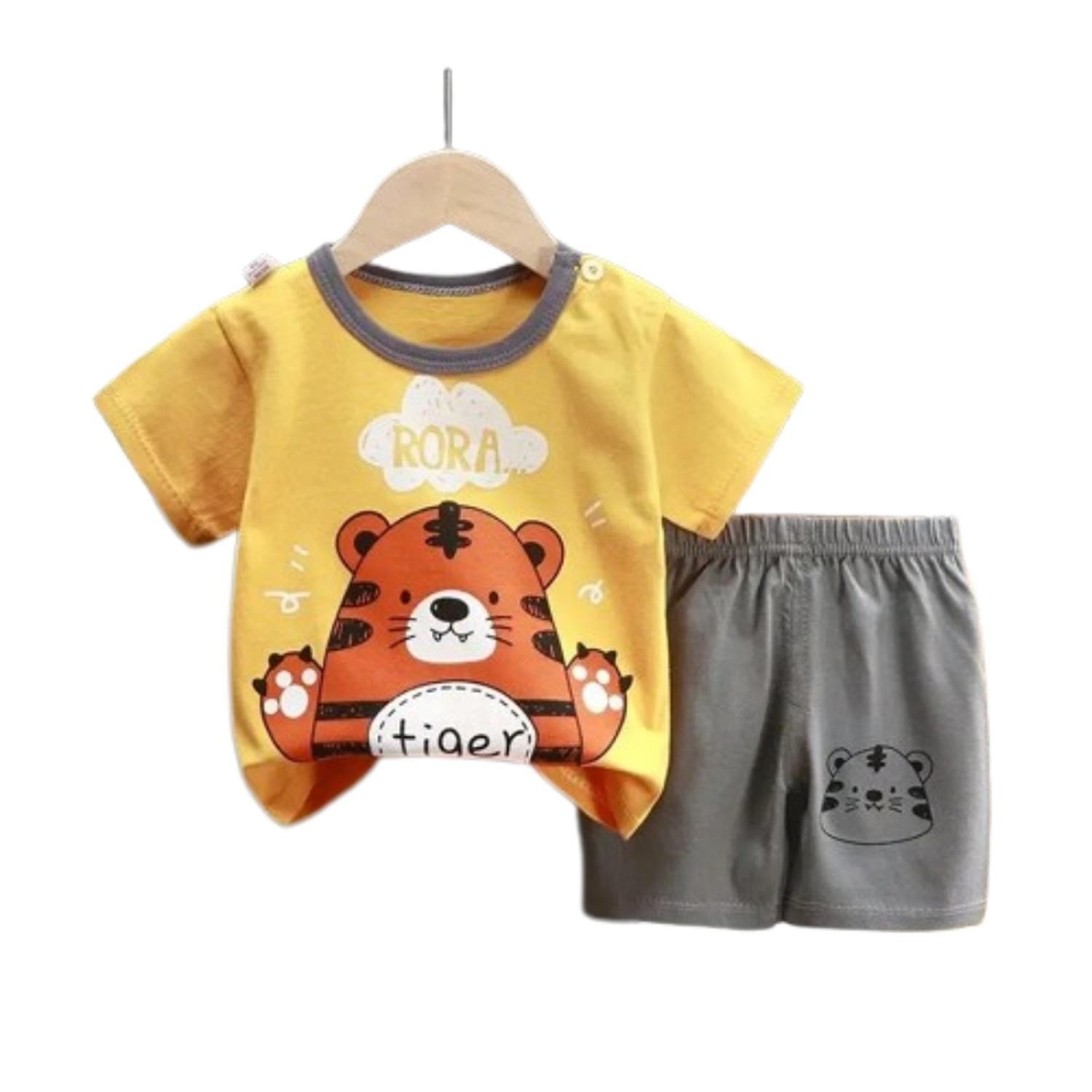 Pijama Niño Algodon Manga Corta Short Tigre Kel-0