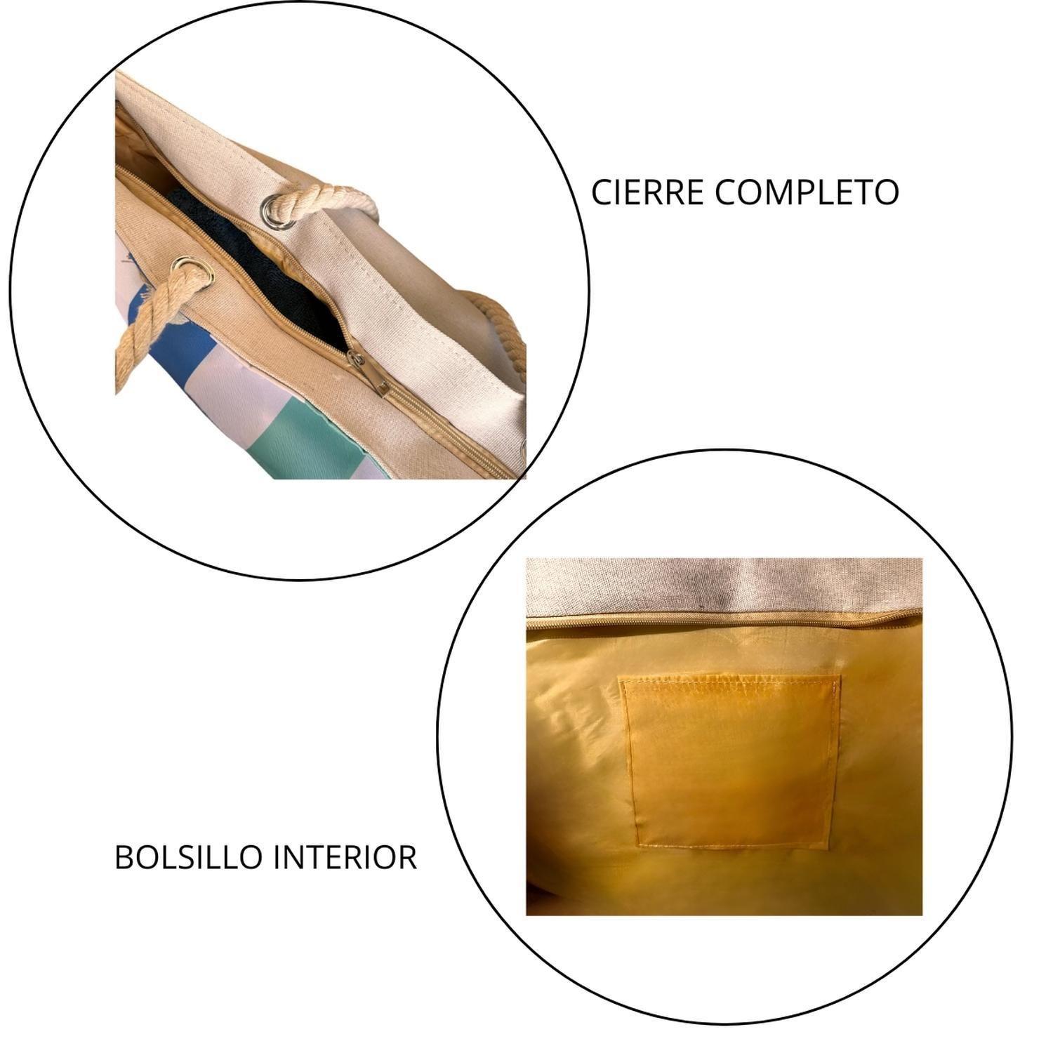 Bolso Playa Algodón Lineas Con Cierre Y Bolsillo-6