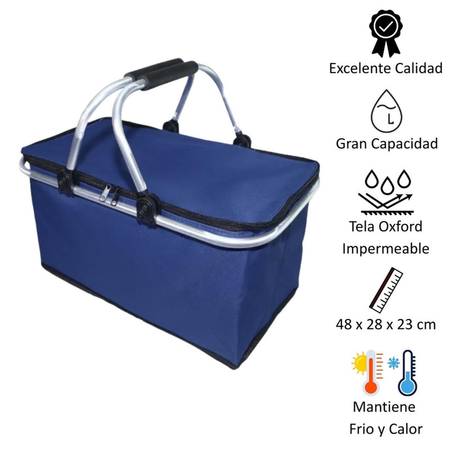 Bolso Termico Plegable Azul Marino Cooler Canasta Picnic-1