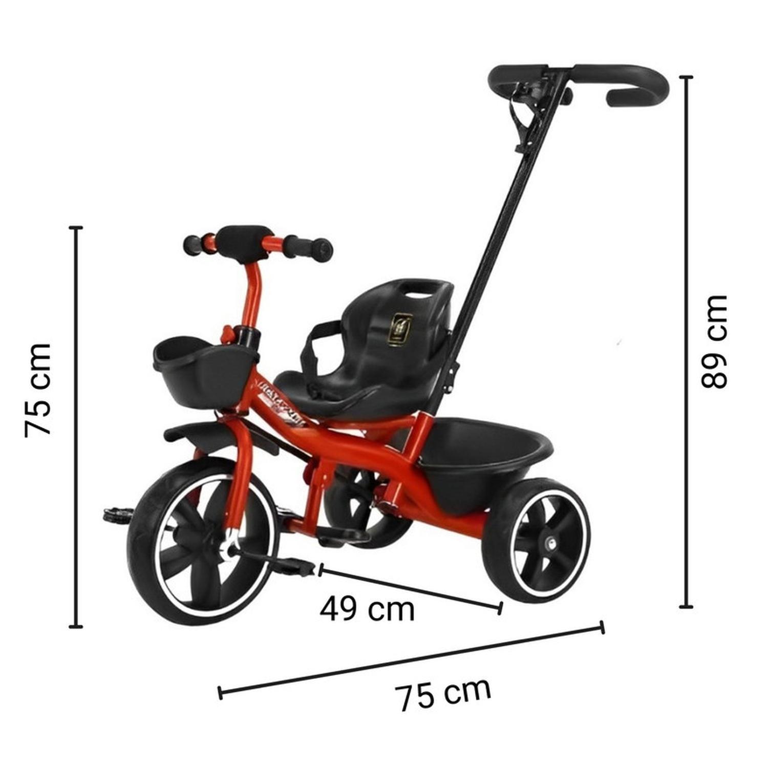Triciclo Infantil Mango De Empuje Alto Asiento Grande Rojo-7