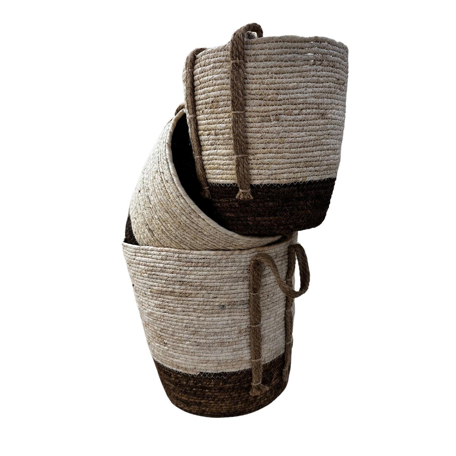 Pack 3 Canastos Maceteros Fibra Natural Tejido Mimbre Alto-2