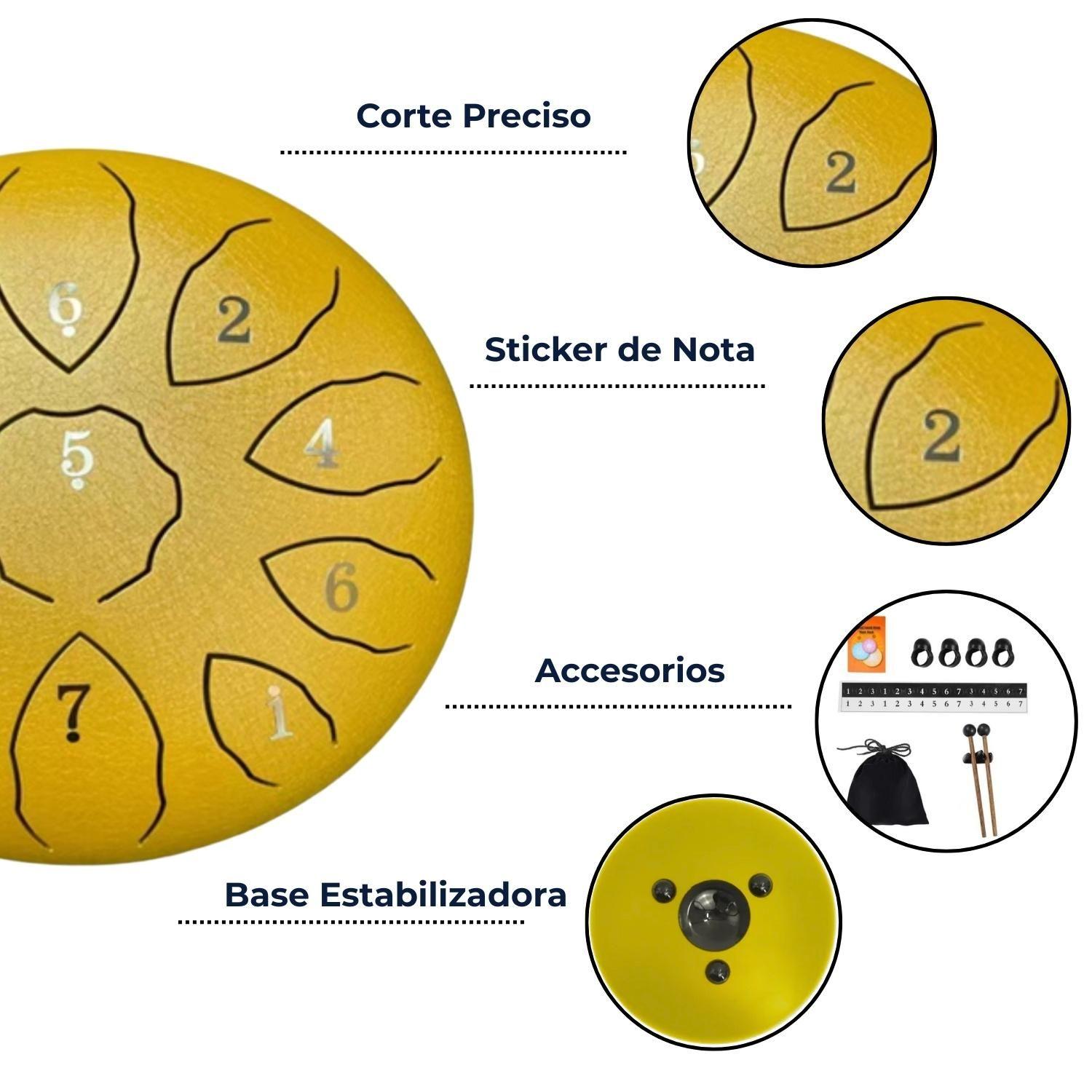 Tambor Lengua De Acero Meditación Y Yoga. 6” 11 Tonos Dorado-4