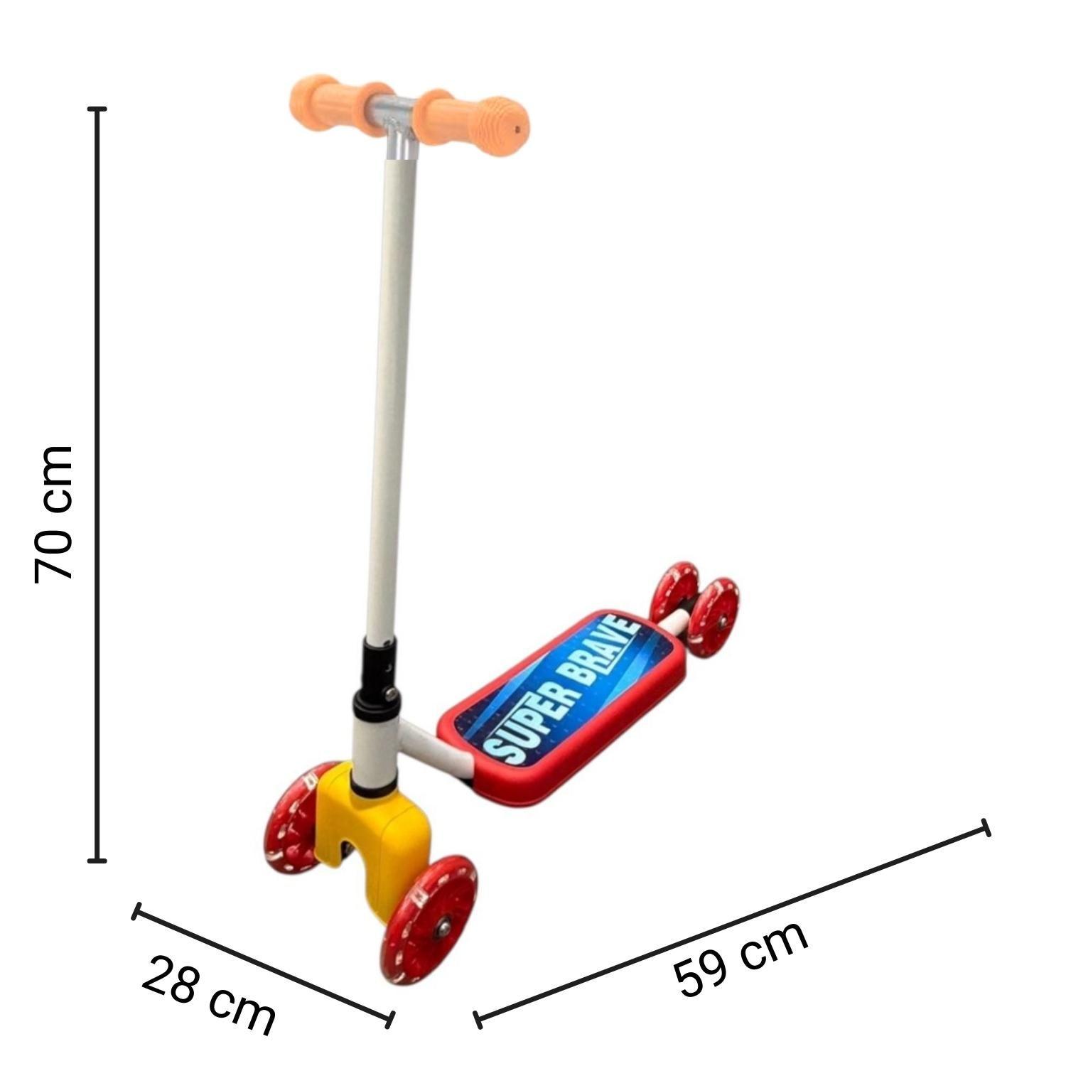 Scooter Infantil 4 Ruedas Ajustable Niño Estable Rojo-5