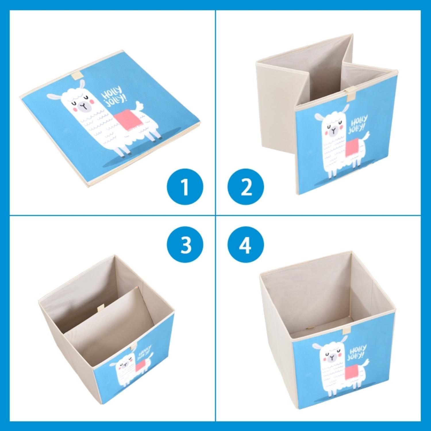 Caja Organizadora Juguetes Ropa Infantil Llama Holly Azul-4