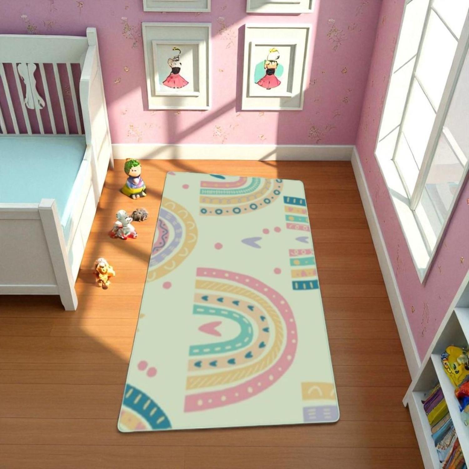 Alfombra Infantil Arcoiris 80X120 Cm Tapete Dormitorio Sala-3