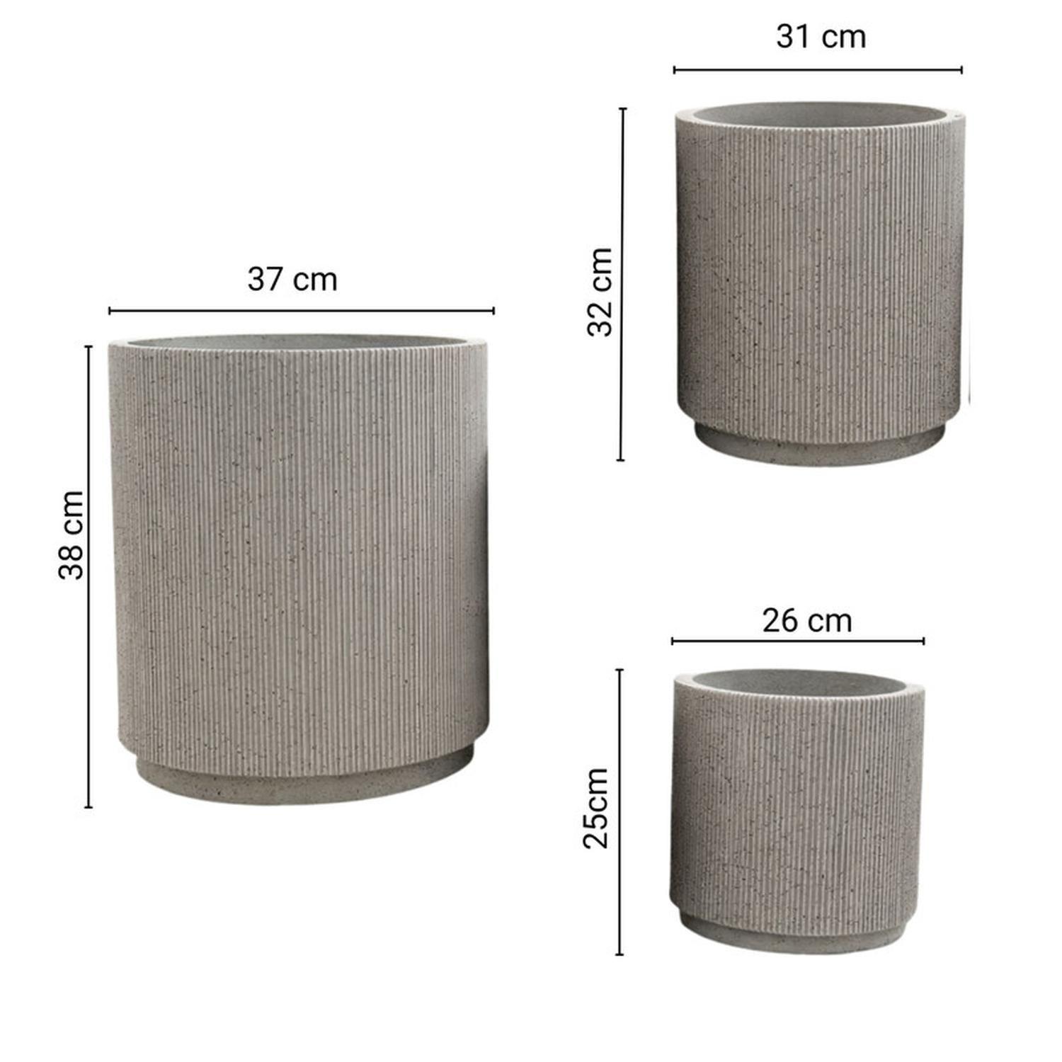 Macetero Cilíndrico Texturizado Blanco Pack 3 Unidades-3