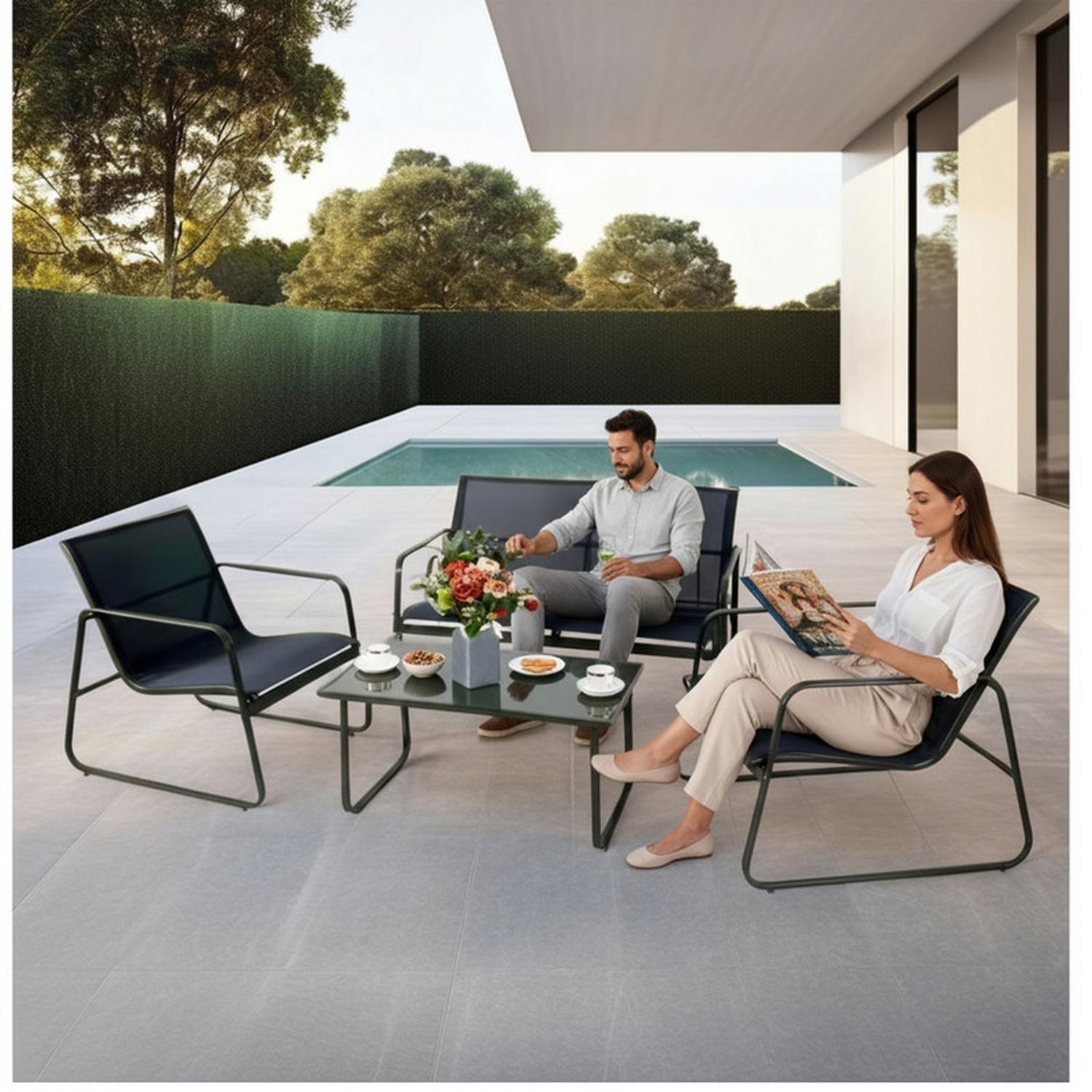 Juego De Terraza Living Malla Saint Andrew 4 Piezas Exterior-3