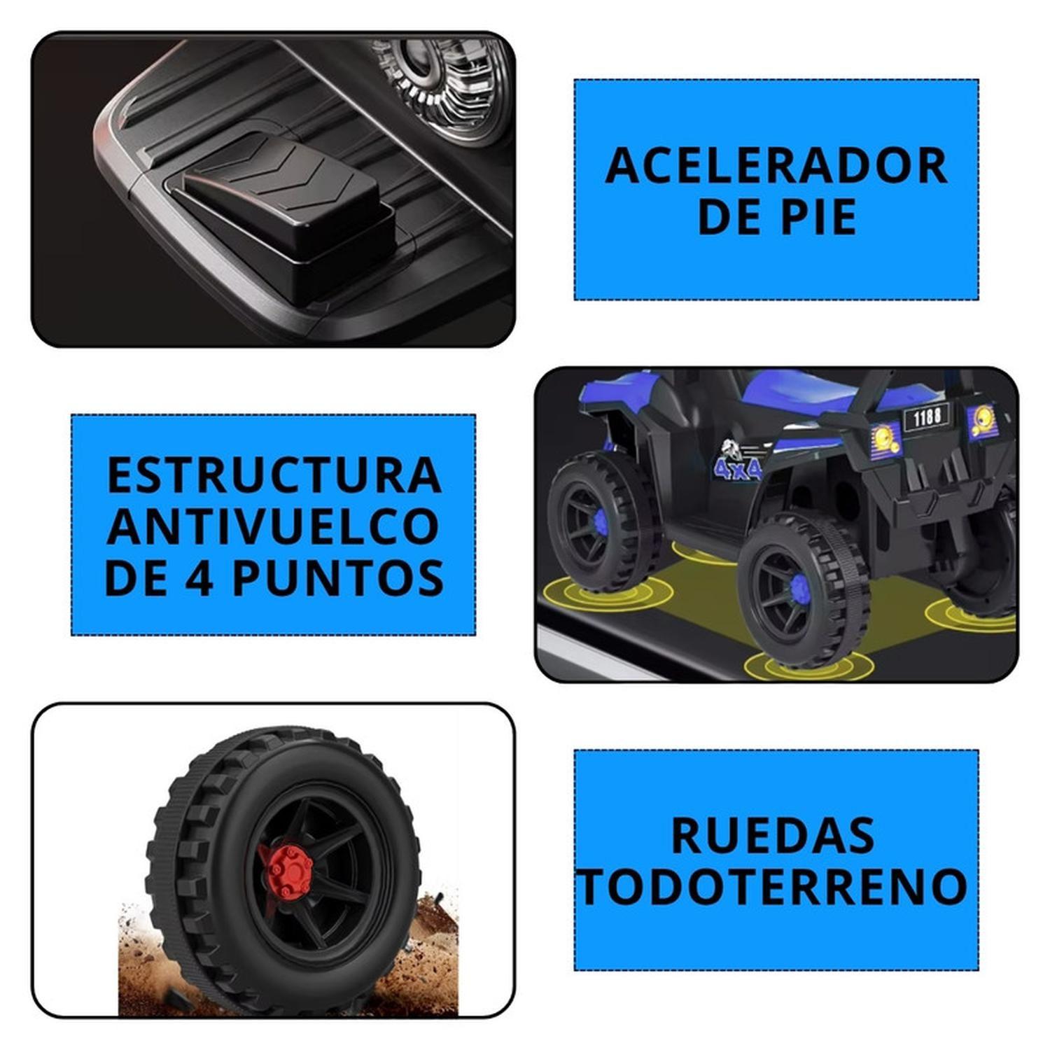 Moto Electrica Bateria Jeep Niño Luces Y Sonido 1166 Azul-2