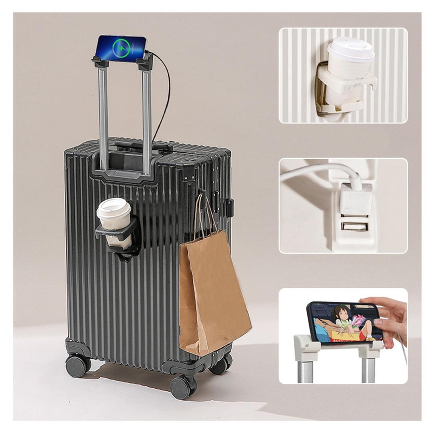 Maleta Tapa Dura Moderna 57x35x23 cm Porta Vaso USB Negra-3