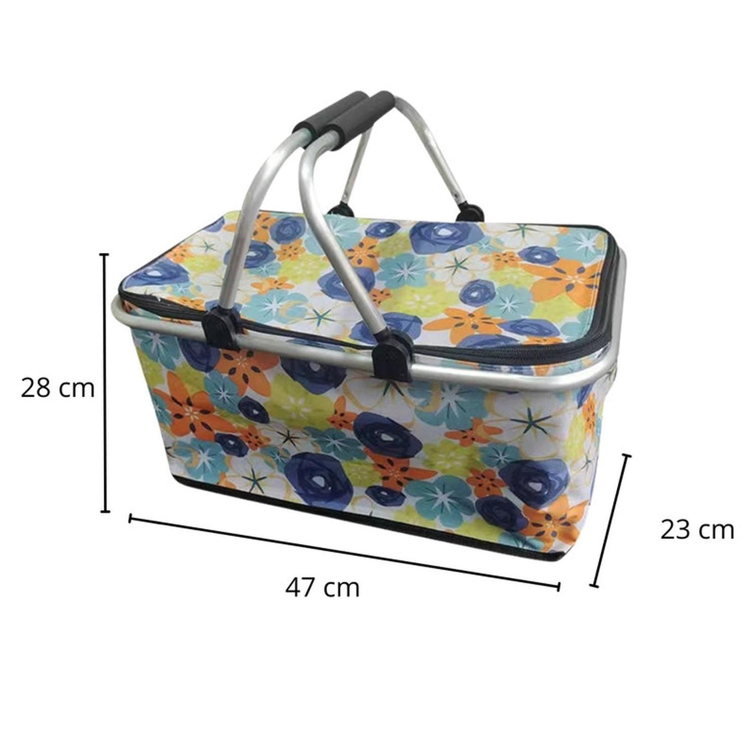 Bolso Termico Plegable Flores Colores Cooler Canasta Picnic-3