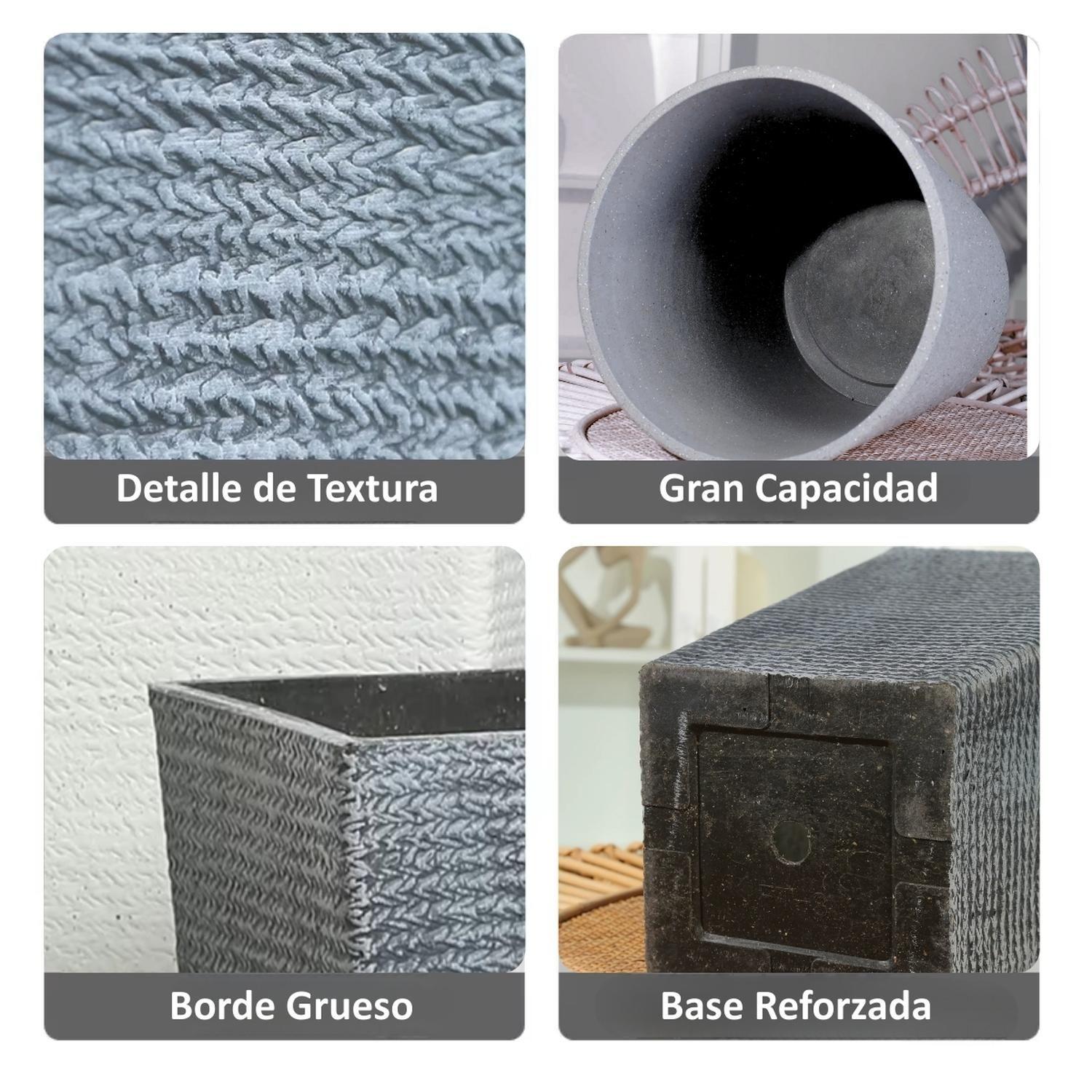 Macetero Grande. Simil Piedra. 54X30X30 Cm. Gris-2