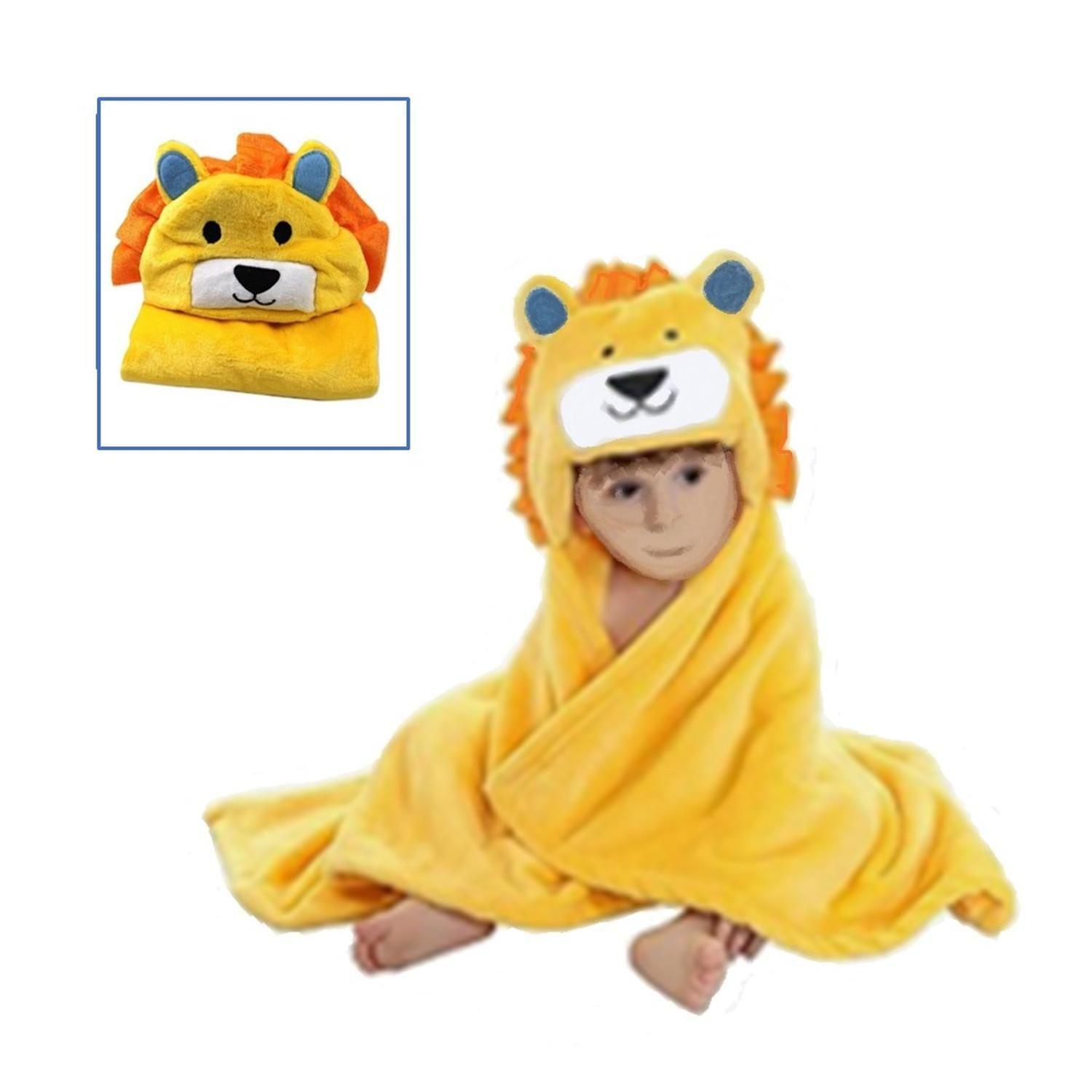 Toalla Bebe Con Capucha Leon Amarillo-0