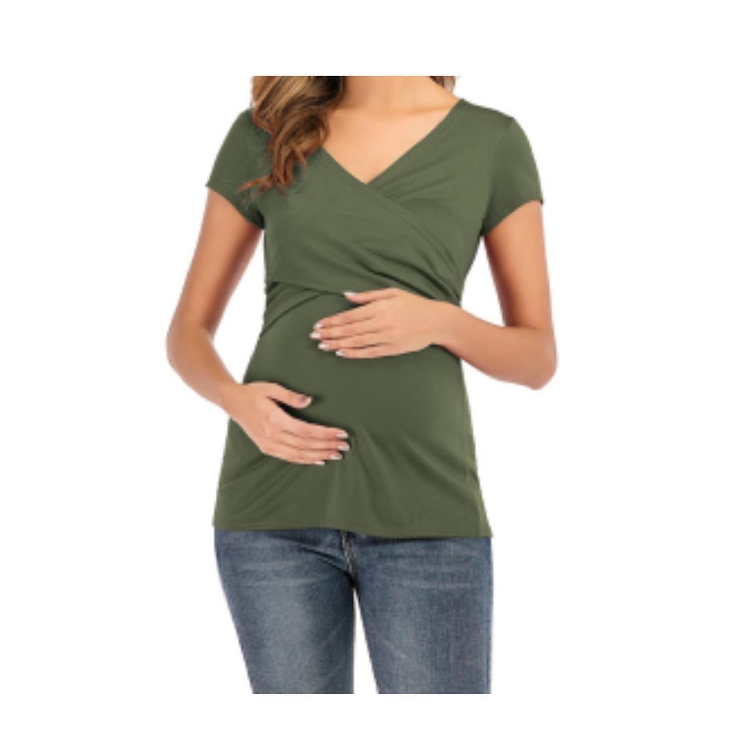 Polera Lactancia Maternidad Sofia Manga Corta Verde-1