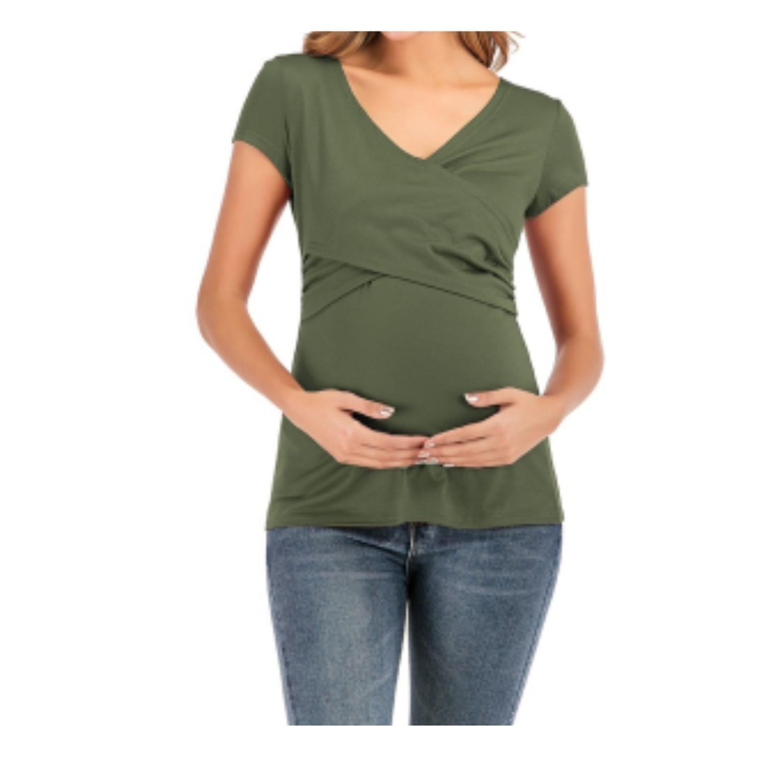 Polera Lactancia Maternidad Sofia Manga Corta Verde-2