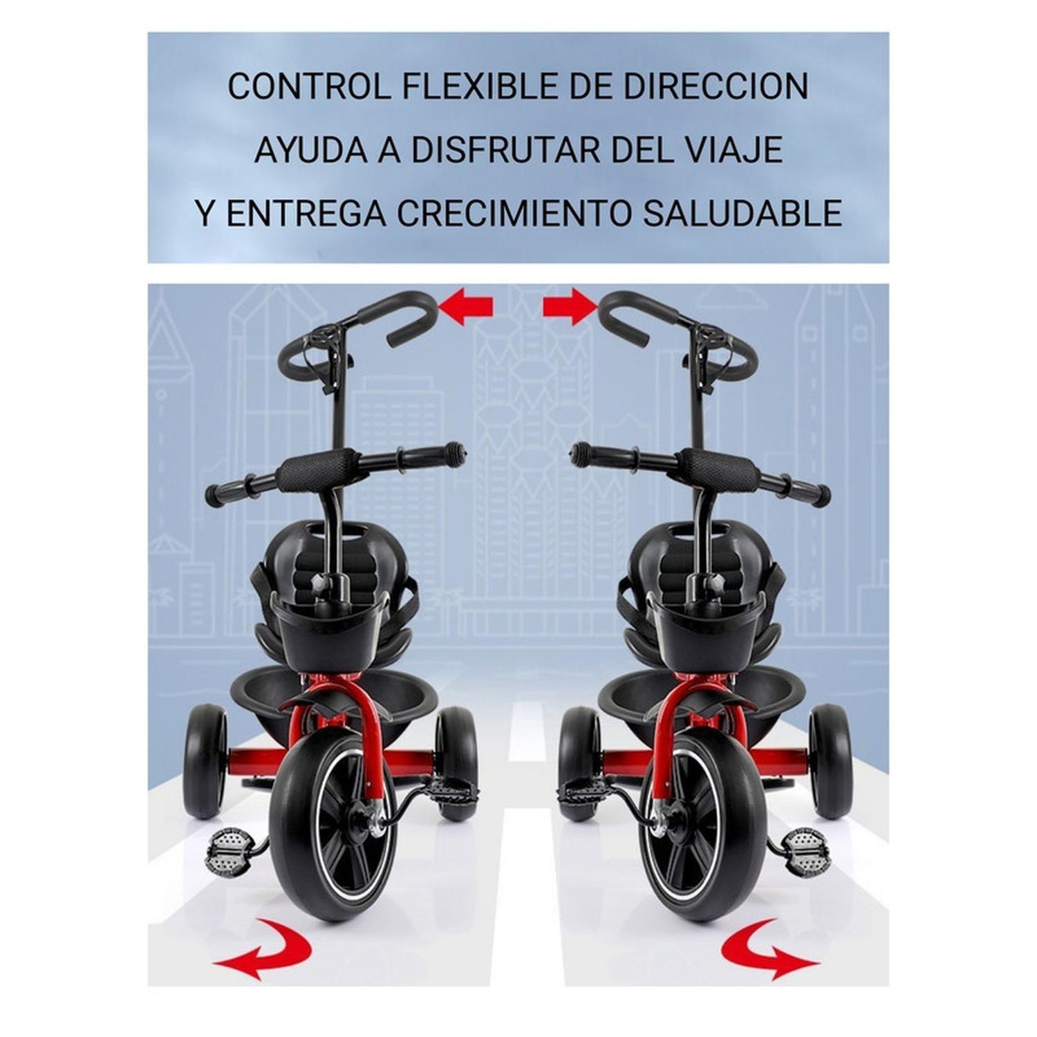 Triciclo Infantil Mango De Empuje Alto Asiento Grande Azul-5