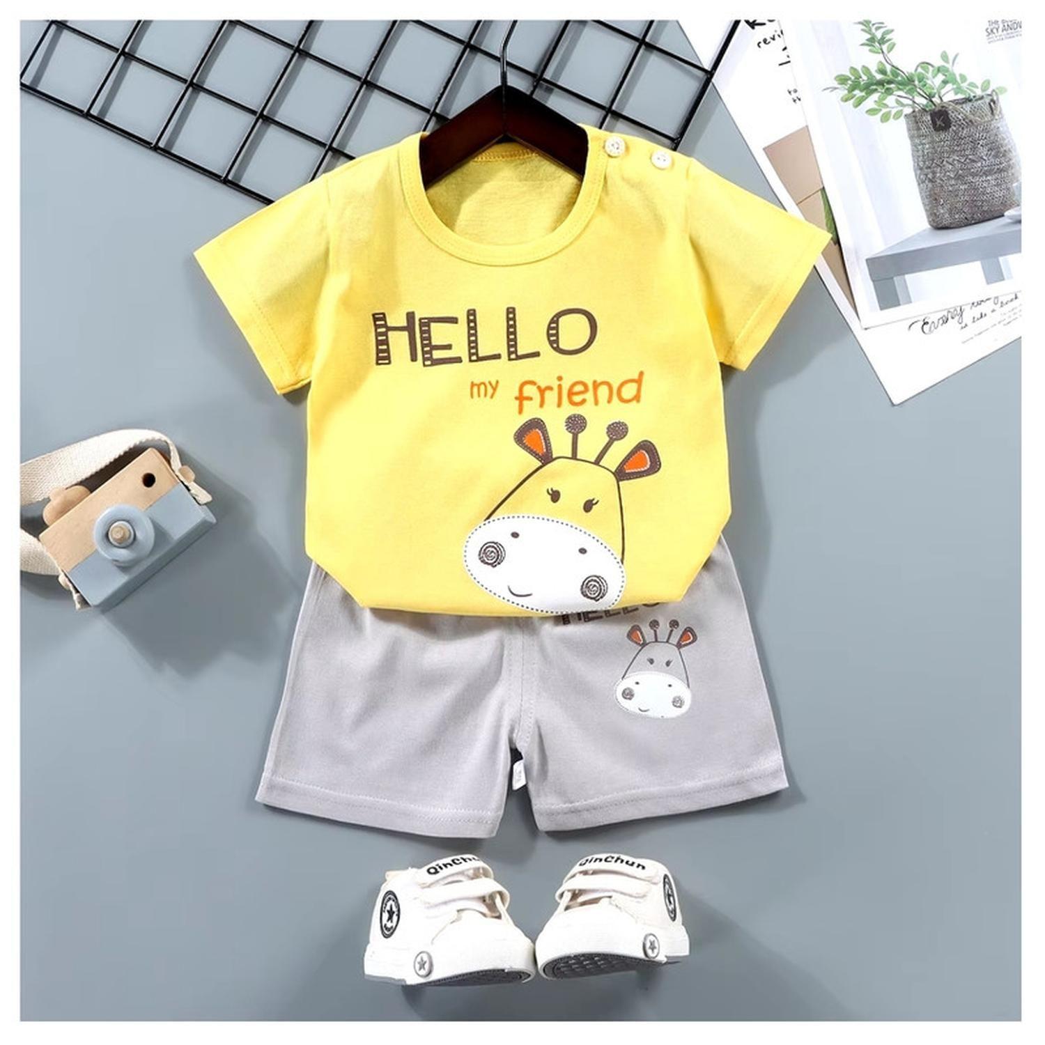 Pijama Niño Algodon Manga Corta Short Hello-1