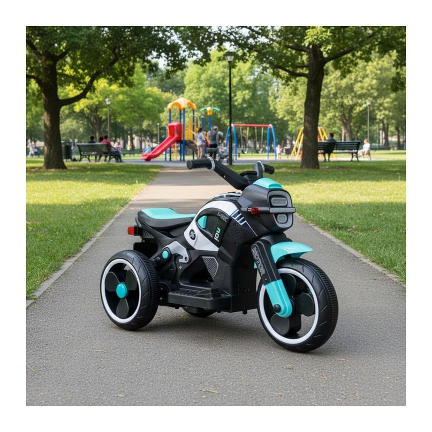 Auto Eléctrico Infantil Moto Beast Batería Turquesa-1