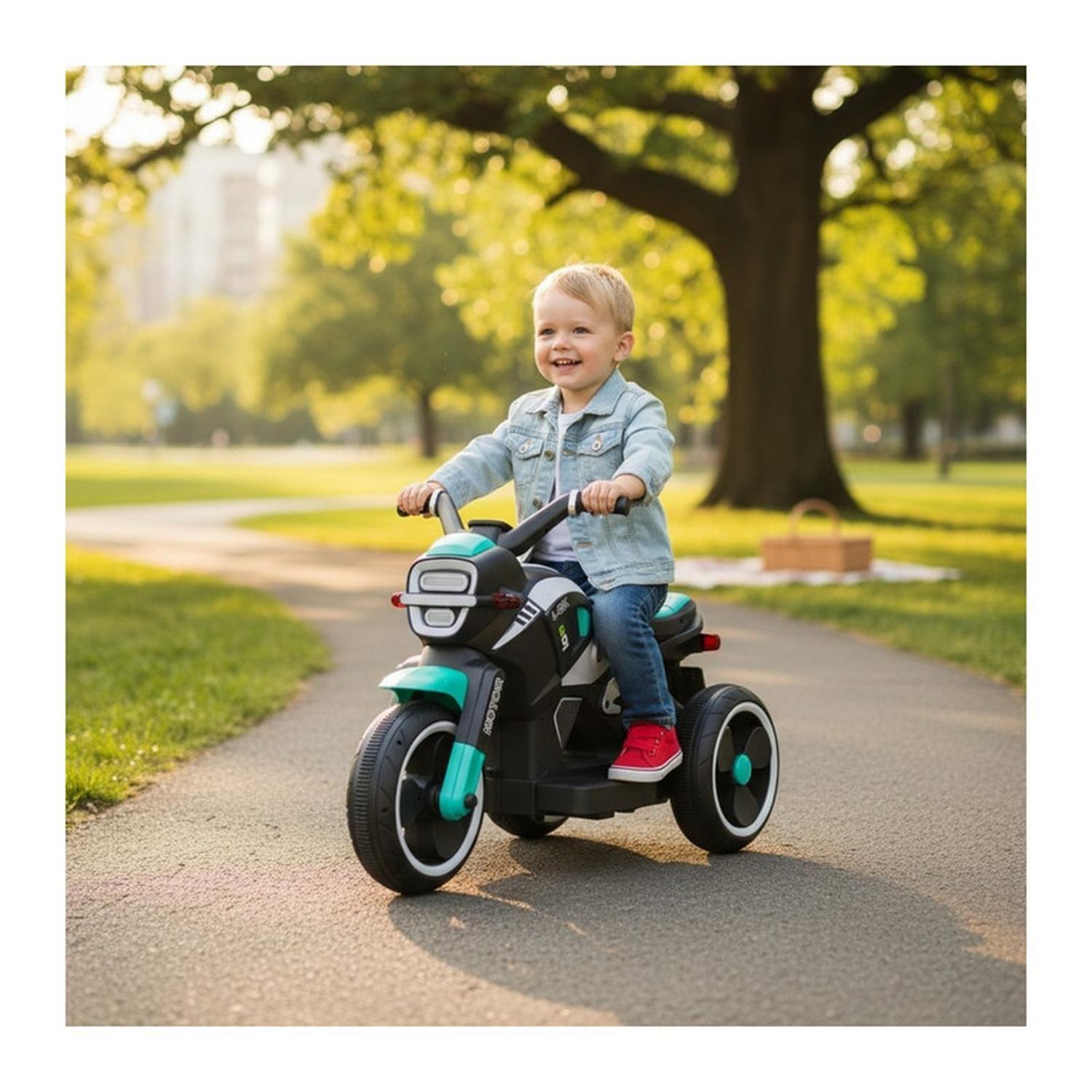 Auto Eléctrico Infantil Moto Beast Batería Turquesa-2