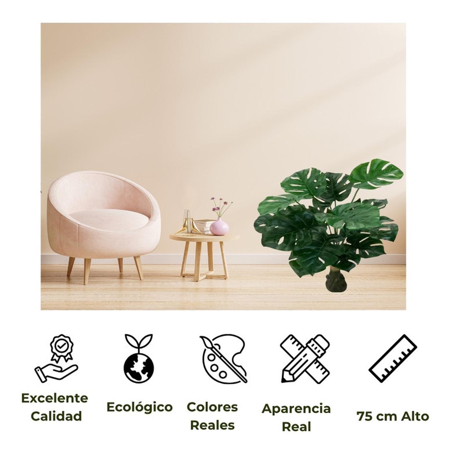 Planta Artificial Tipo Mini Monstera. Altura: 75Cm-2