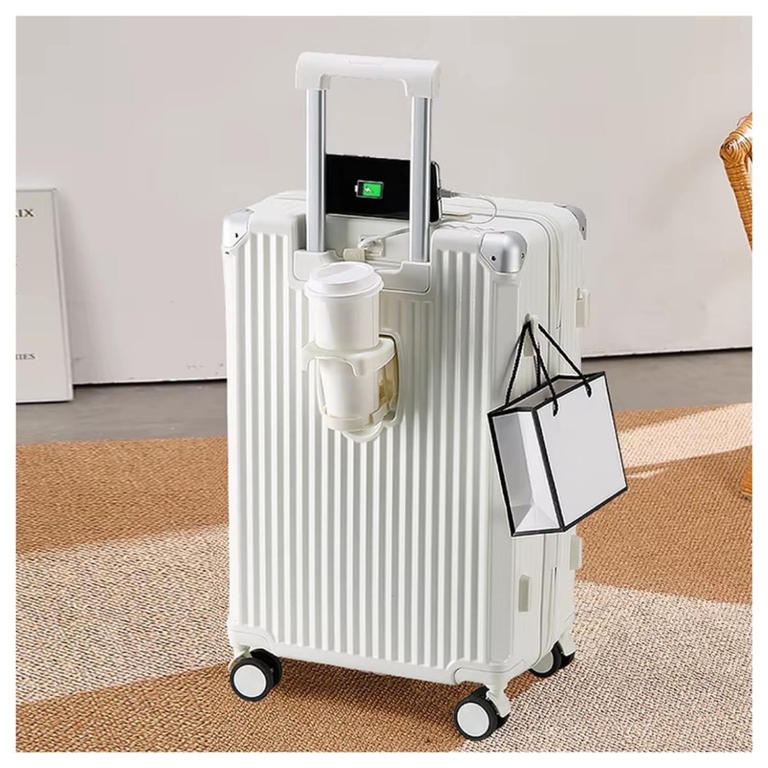 Maleta Tapa Dura Moderna 71x44x27 cm Porta Vaso USB Blanca-8