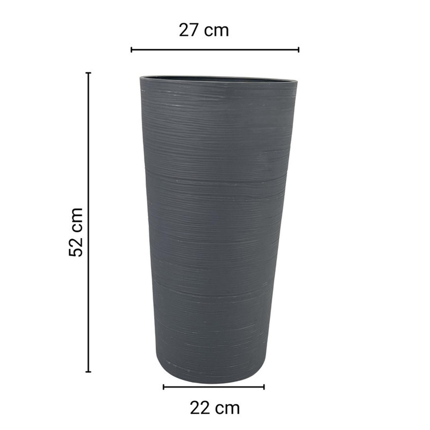 Macetero Redondo Alto Decorativo Jardín Diseño Moderno Gris-3