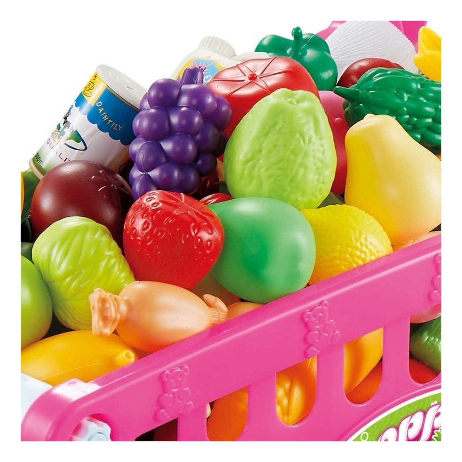 Carro Supermercado Juguete Carrito Compra Rosado Accesorios-4