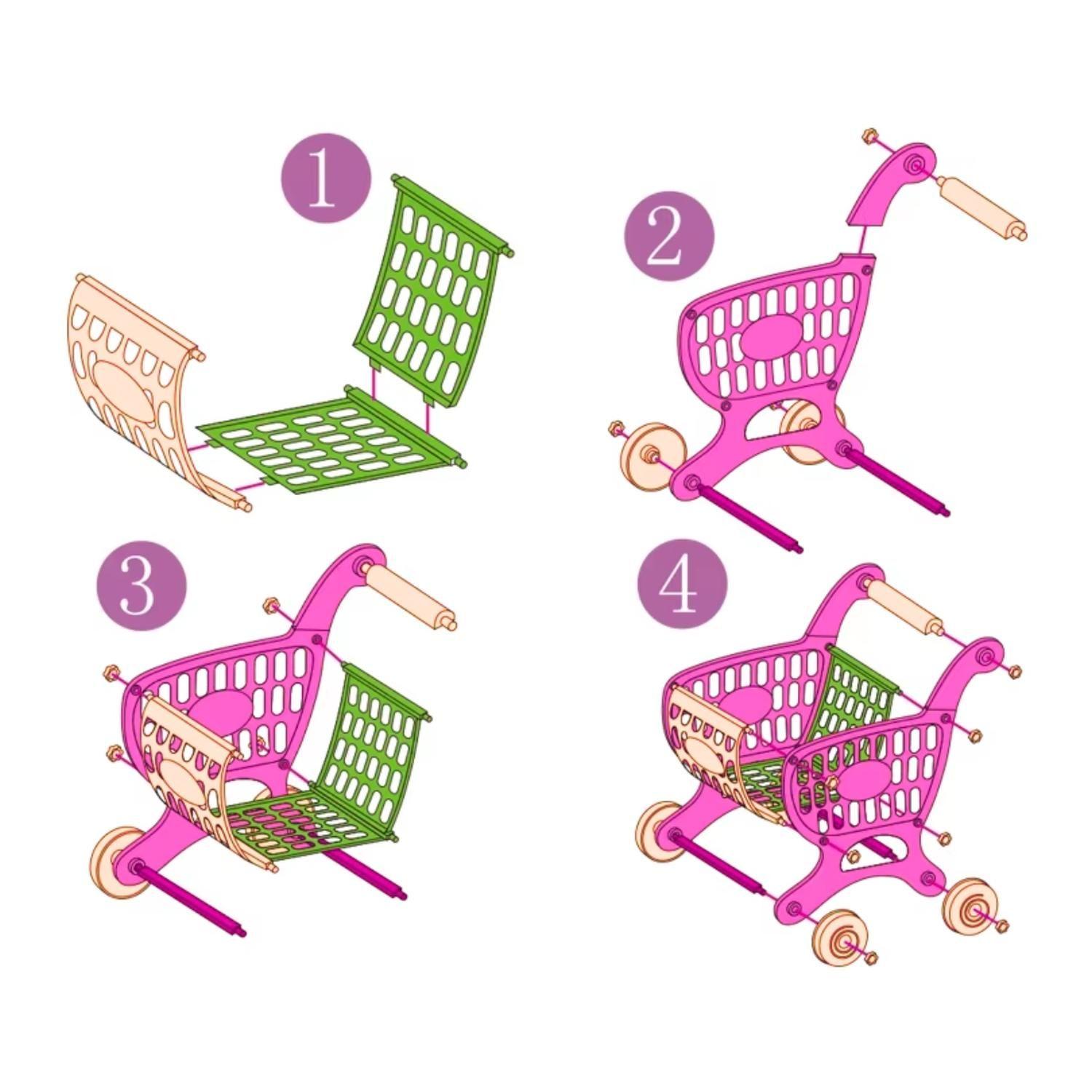 Carro Supermercado Juguete Carrito Compra Rosado Accesorios-7