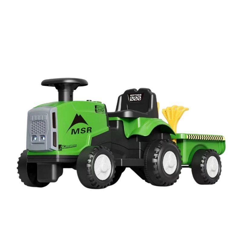 Auto Batería Tractor Granjero Eléctrico Con Carro Verde-0