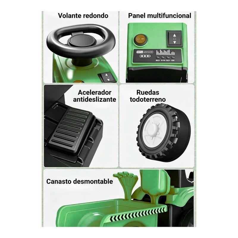 Auto Batería Tractor Granjero Eléctrico Con Carro Verde-2