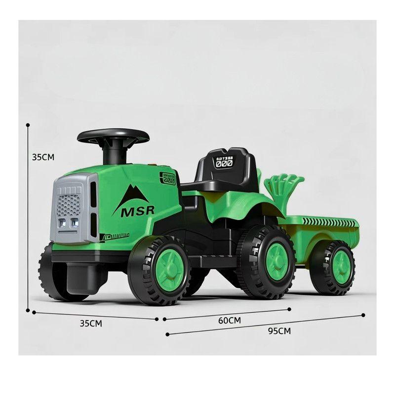 Auto Batería Tractor Granjero Eléctrico Con Carro Verde-4