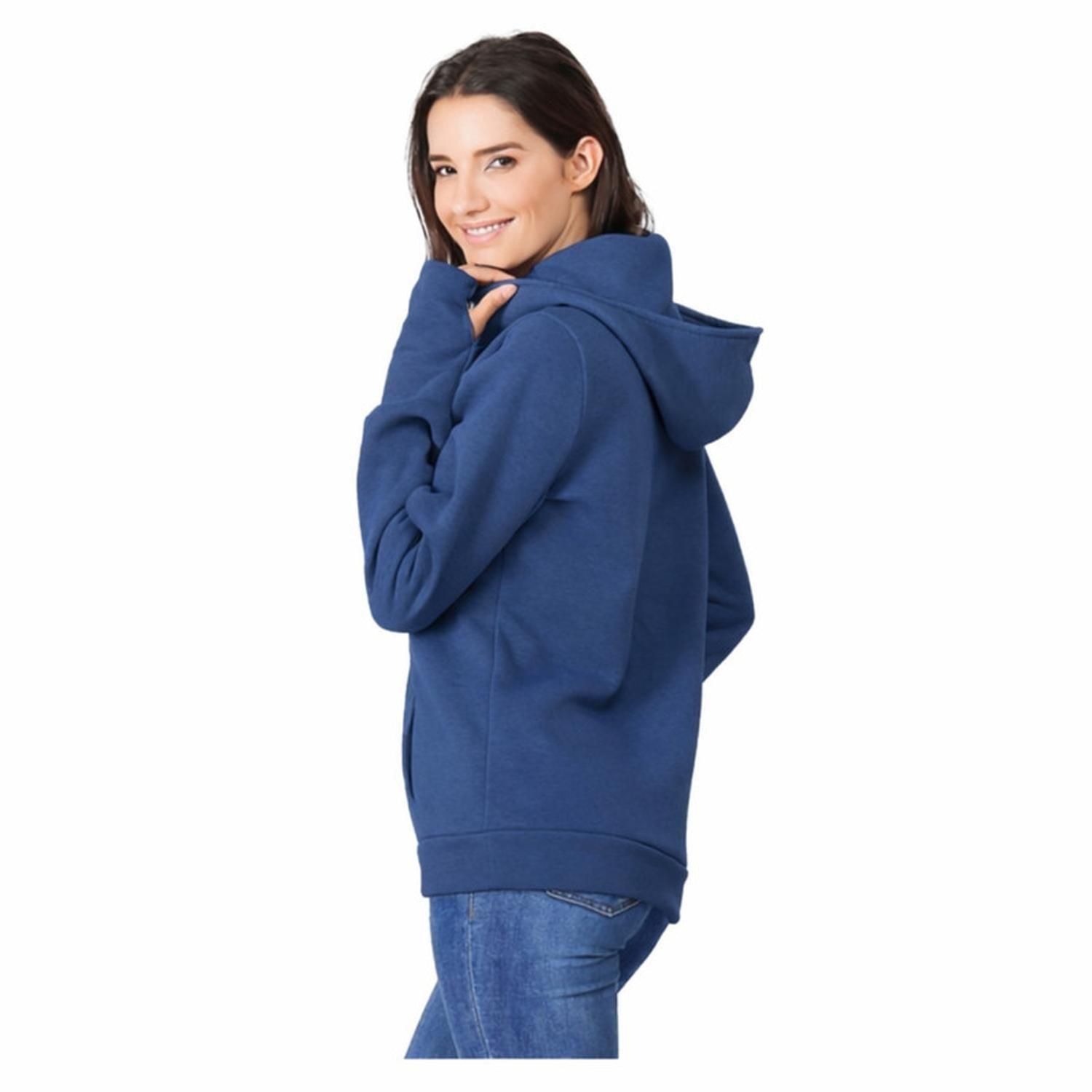 Polerón Lactancia Maternidad Bolsillo y Capucha Azul-3