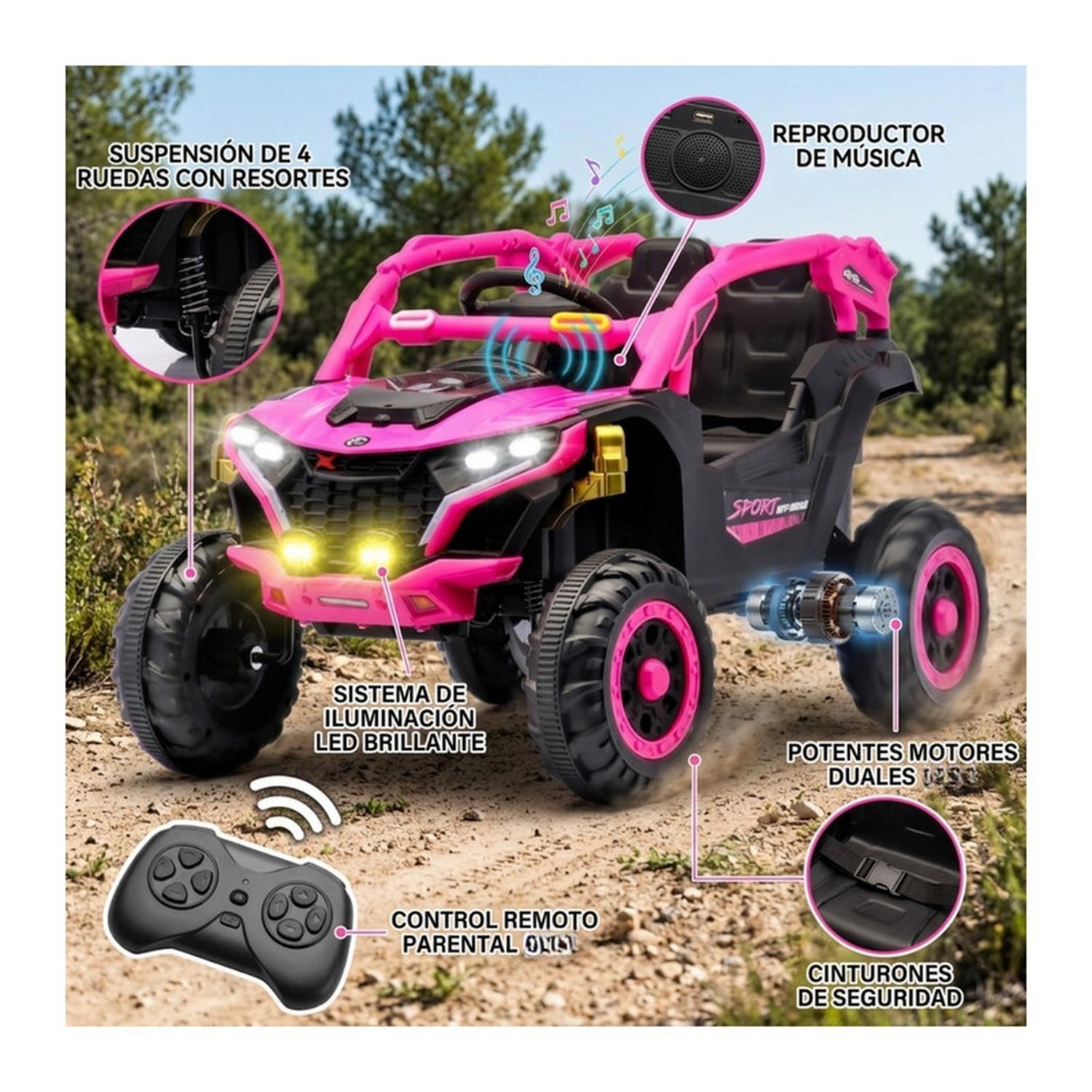 Auto Eléctrico Infantil Buggy Nitro Batería Control Rosado-3