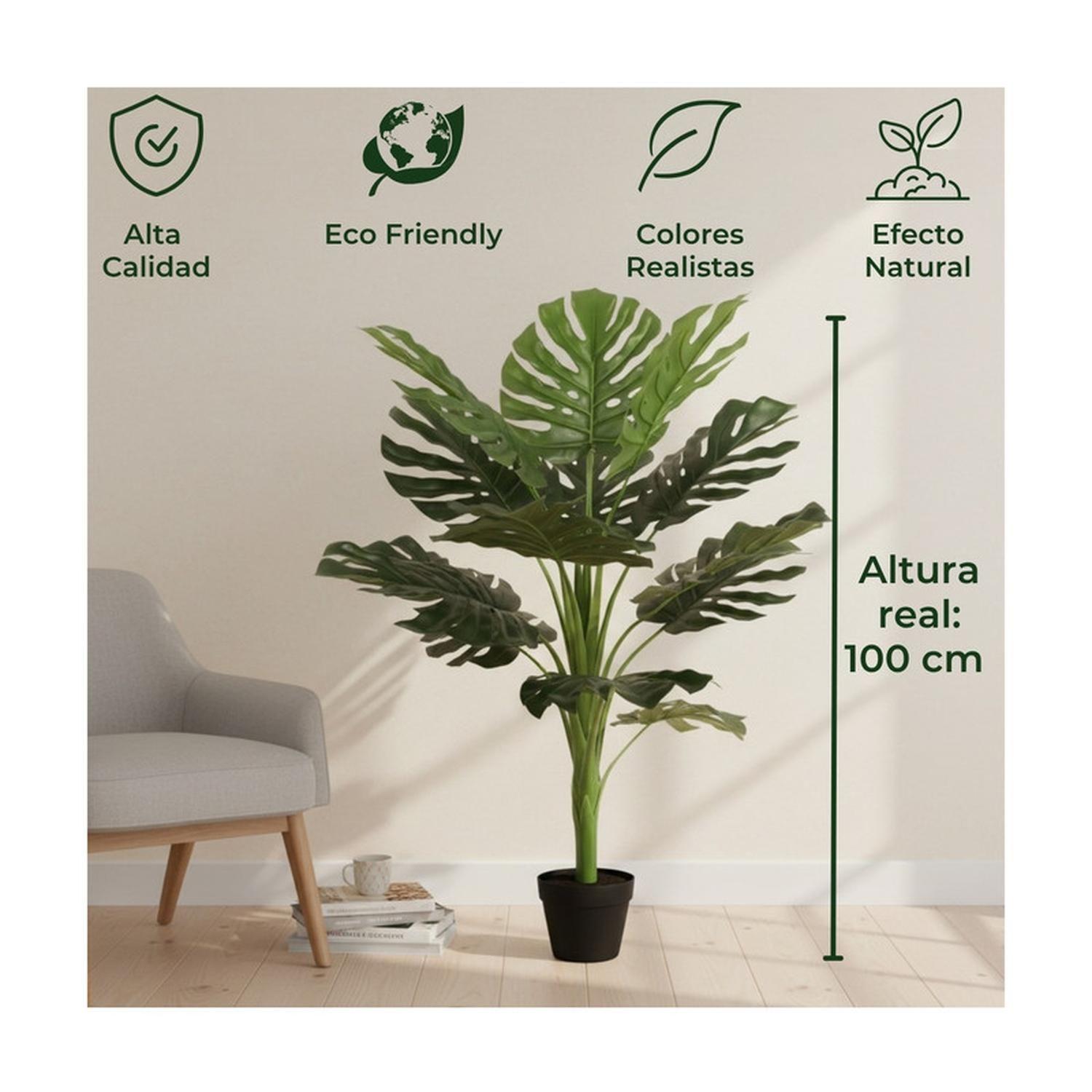 Planta Artificial Monstera Hoja Grande 110 cm-3