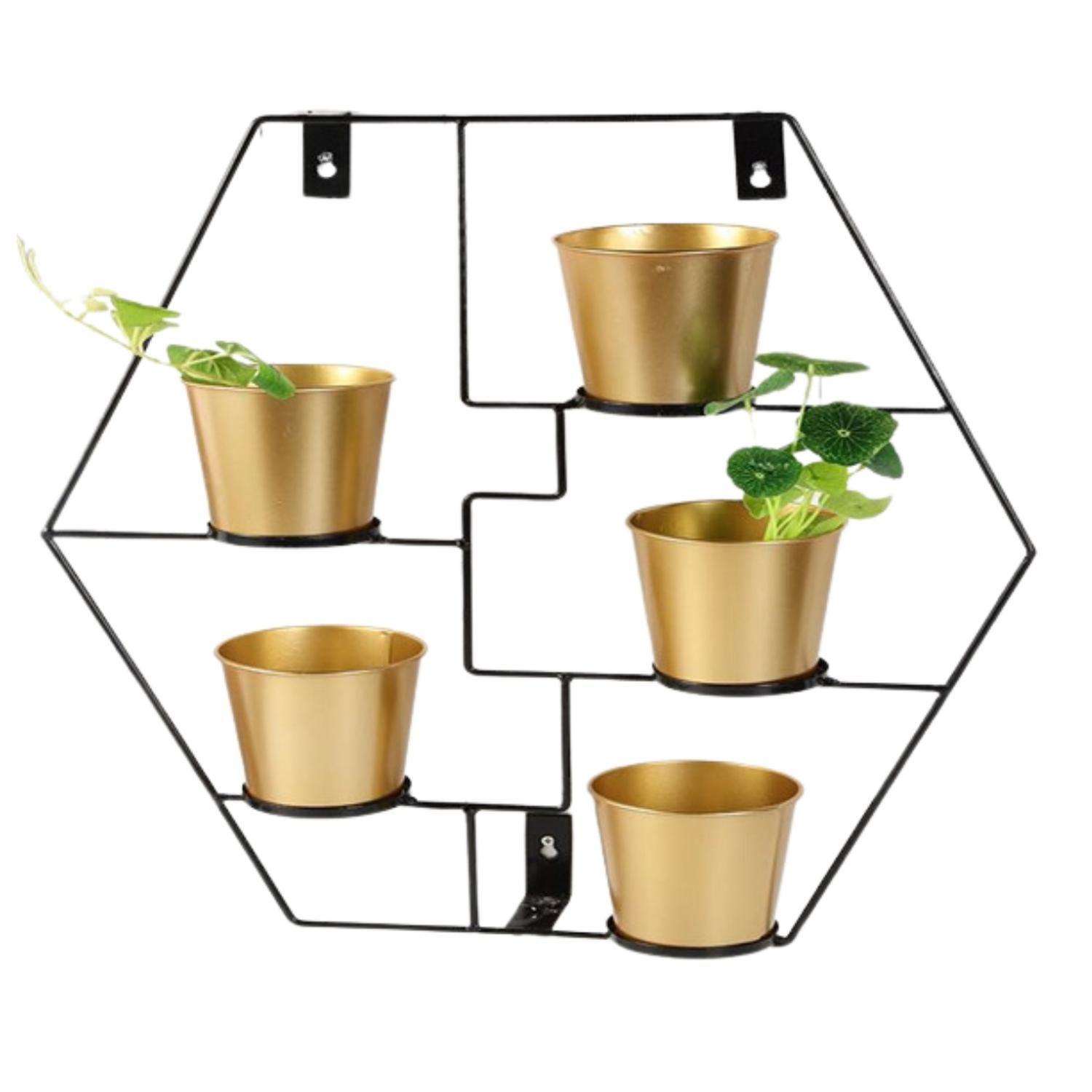 Repisa Flotante Hexagonal Porta Macetero o Vela Deco 56x49x7-0