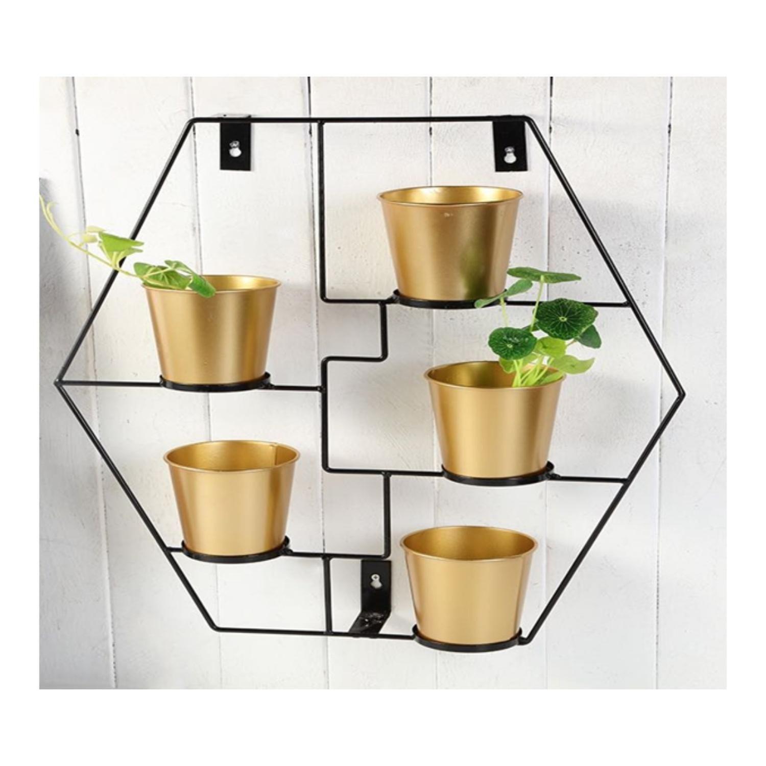 Repisa Flotante Hexagonal Porta Macetero o Vela Deco 56x49x7-2