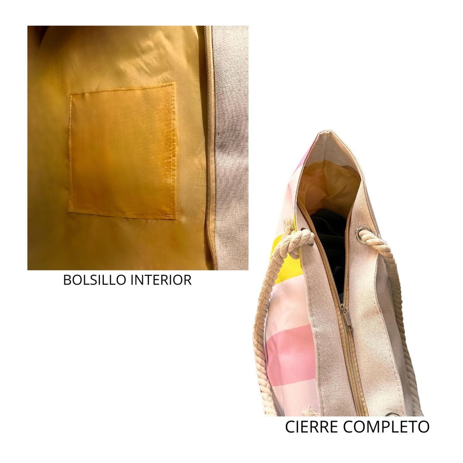 Bolso Playa Palmeras Con Cierre Fuelle Grande-4