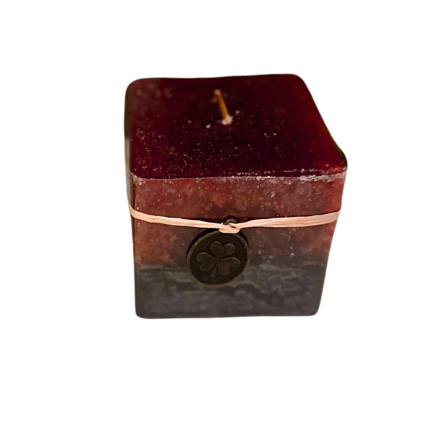 Vela Cubo Decorativa Aromatica Textura 2 Unidades Rojo Negro-0