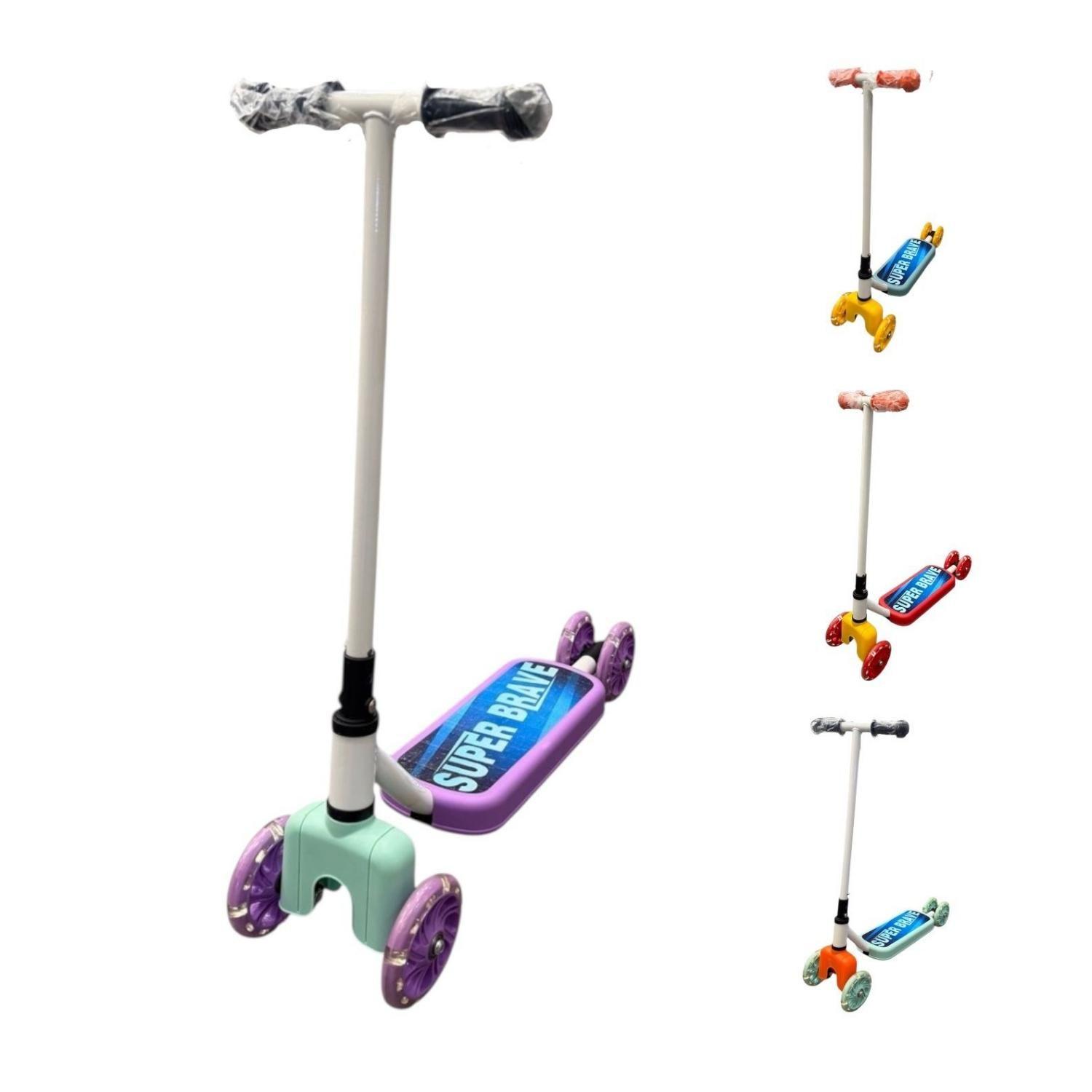 Scooter Infantil 4 Ruedas Ajustable Niño Estable Morado-7