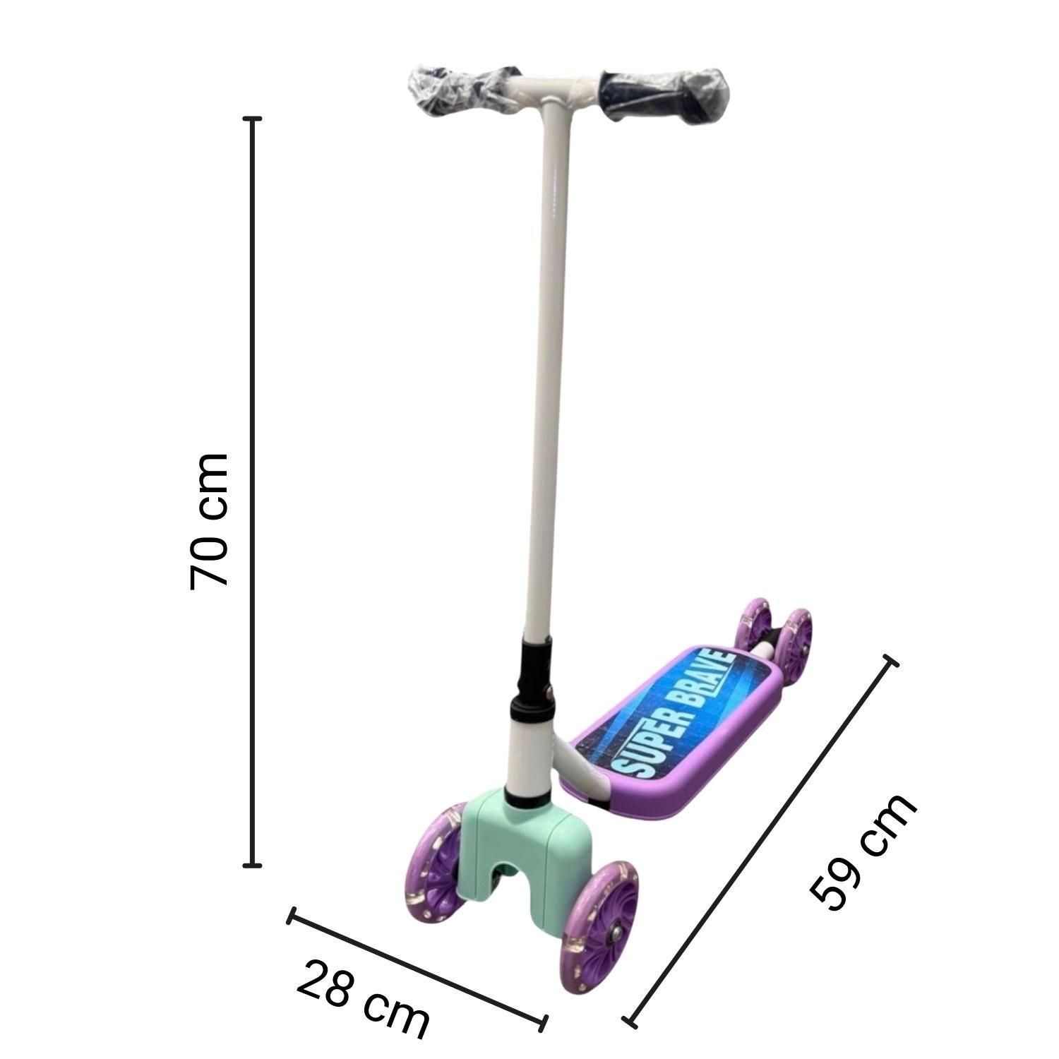 Scooter Infantil 4 Ruedas Ajustable Niño Estable Morado-4