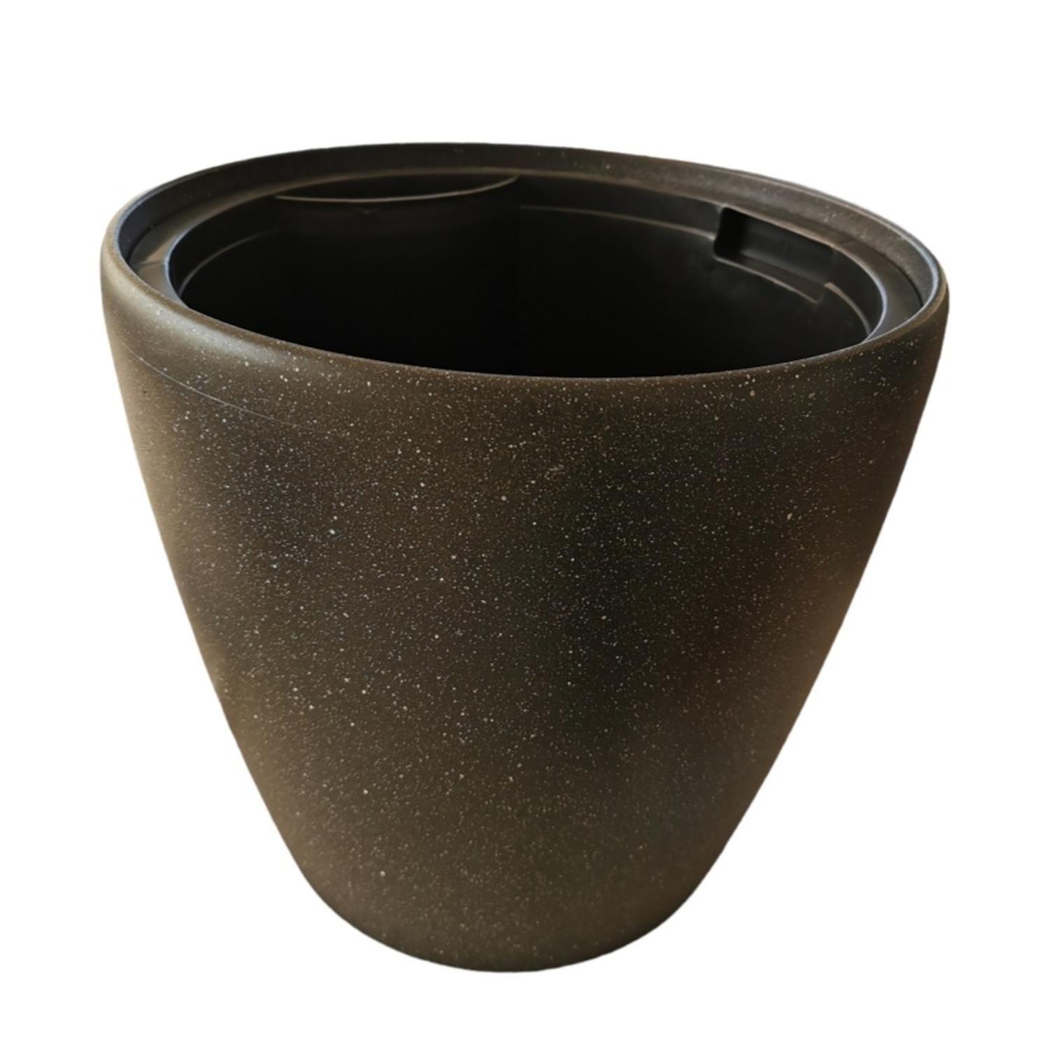 Macetero Plástico Redondo Color Gris.-1