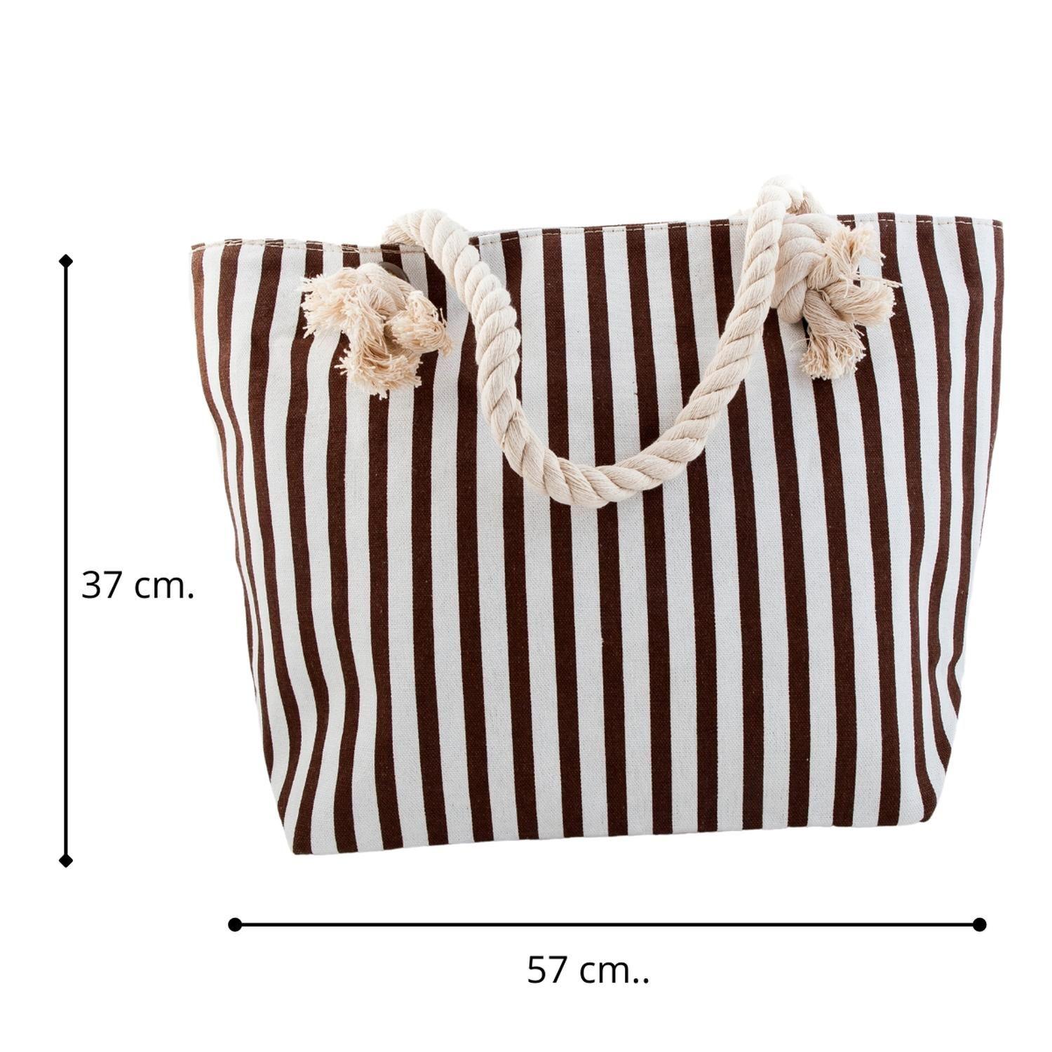 Bolso Playa Lona Algodón Negro Con Cierre Y Bolsillo-6