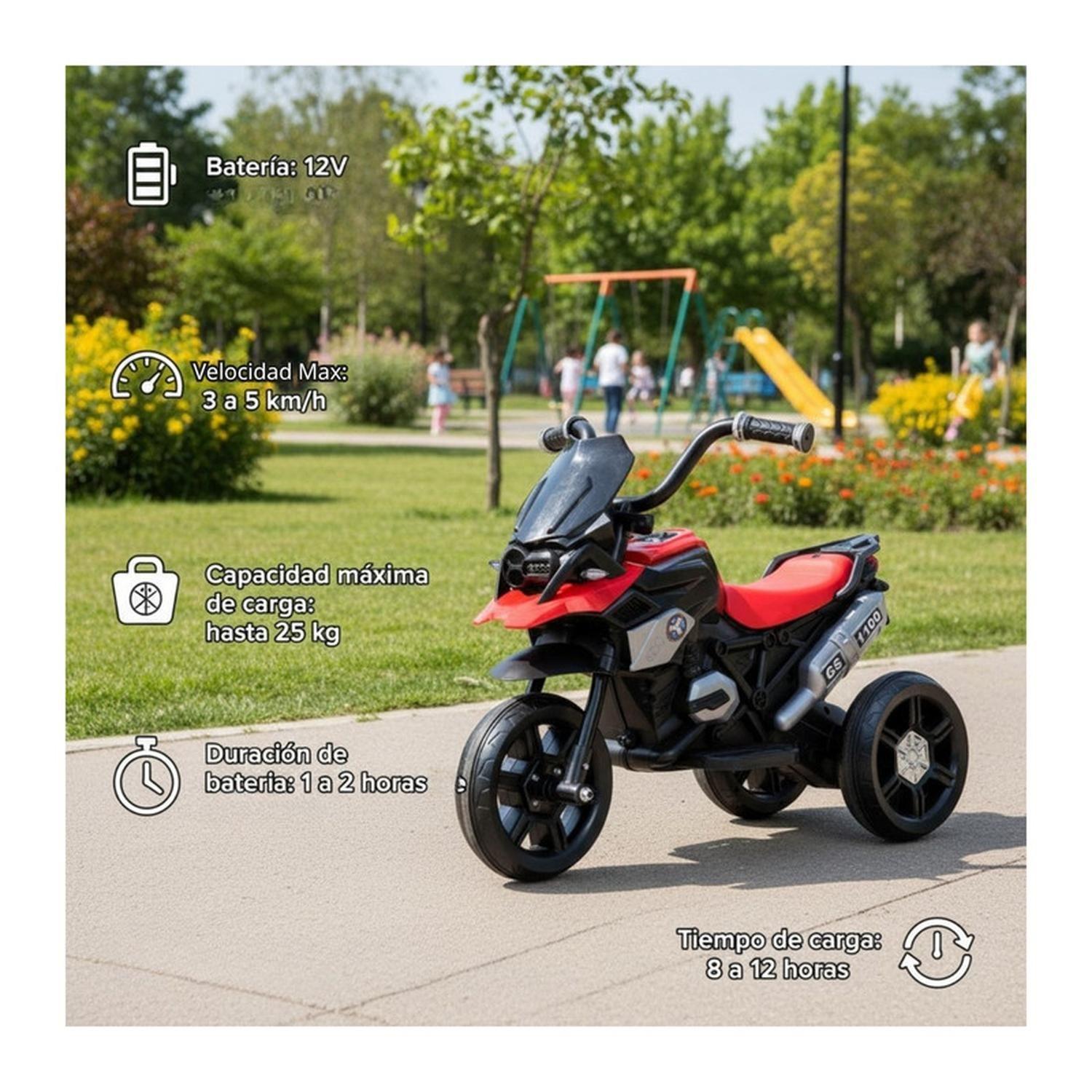 Auto Eléctrico Infantil Moto Racer Batería Roja-4