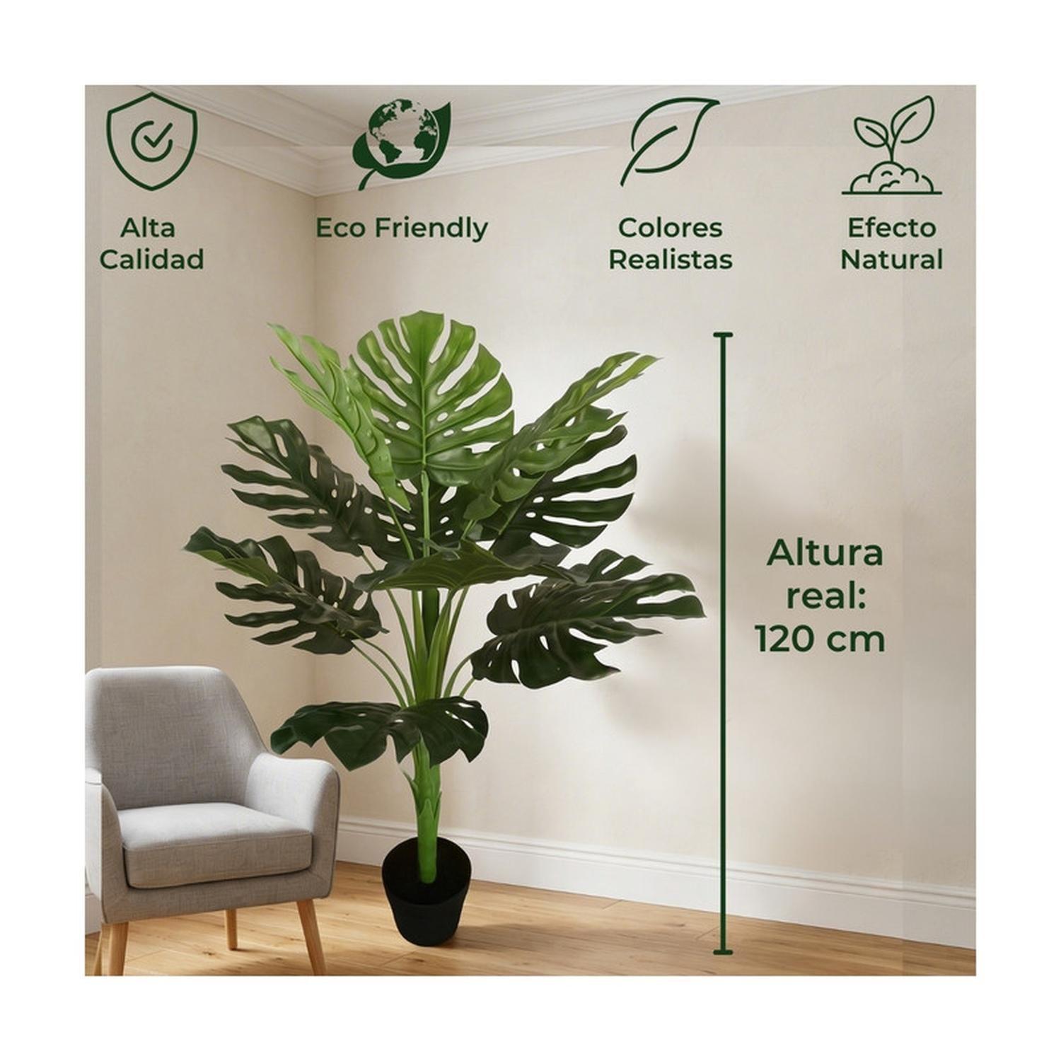 Planta Artificial Monstera Hoja Grande 120 cm-3