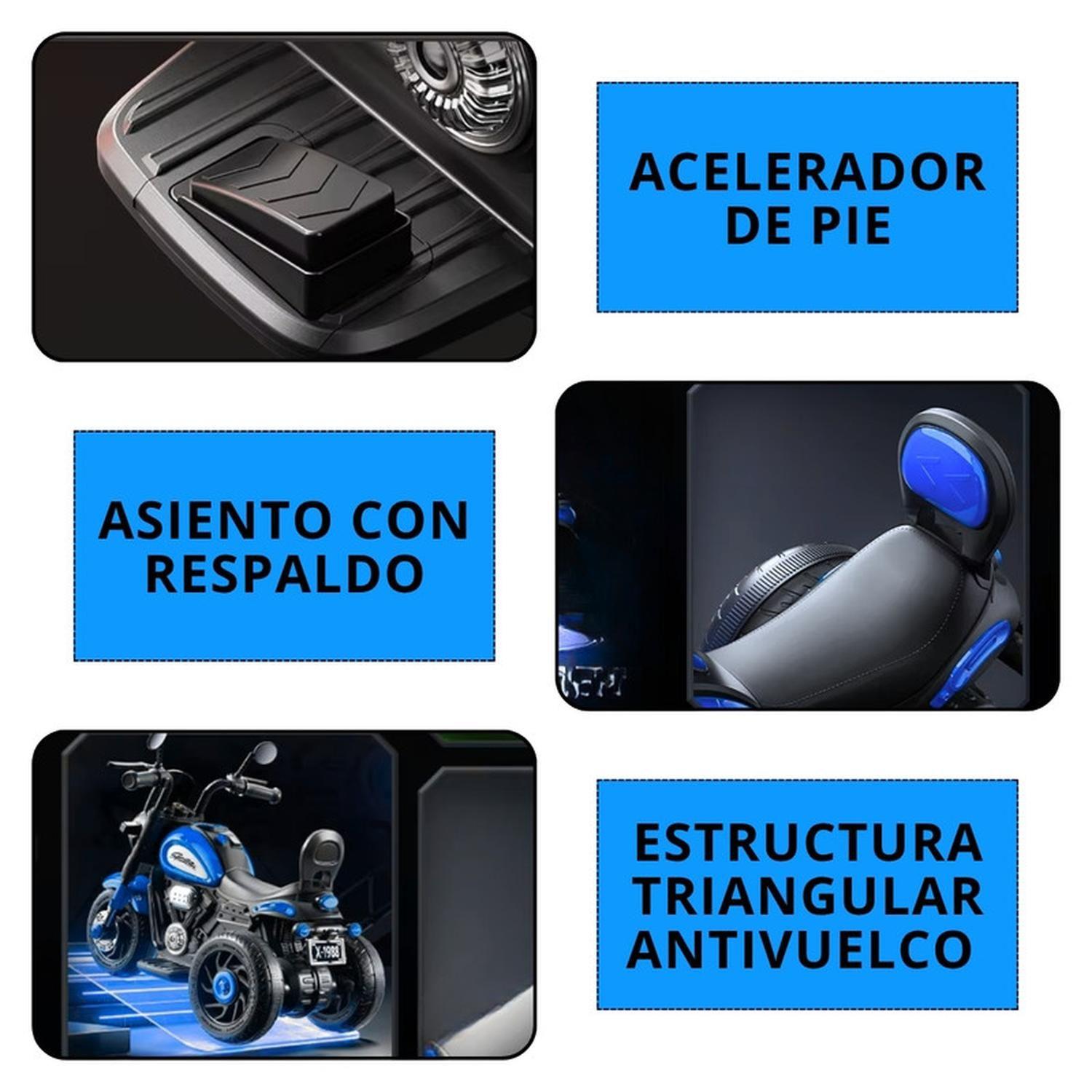 Auto Electrico Moto Juguete Infantil A bateria 518 Azul-2