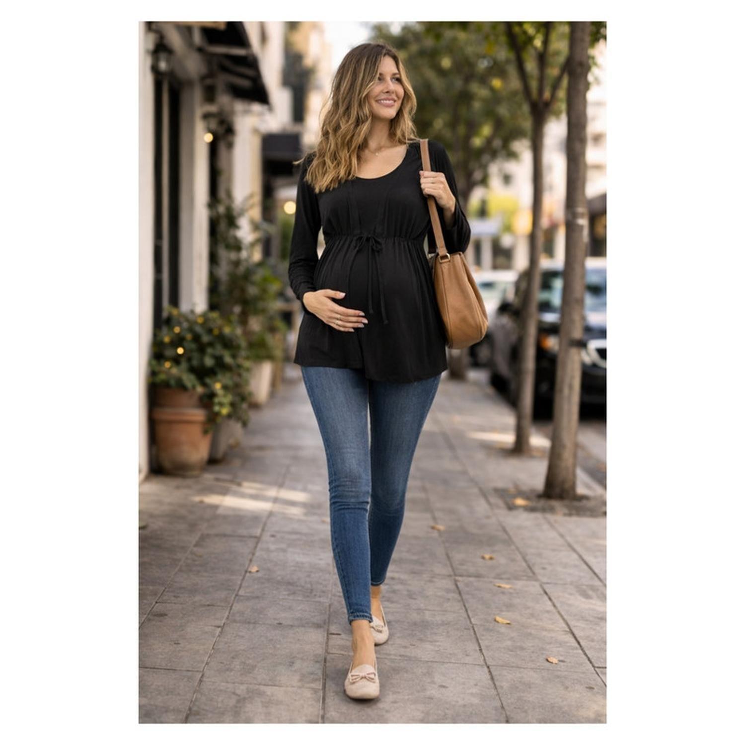 Polera Lactancia Maternidad Manga Larga Vero Negro-3