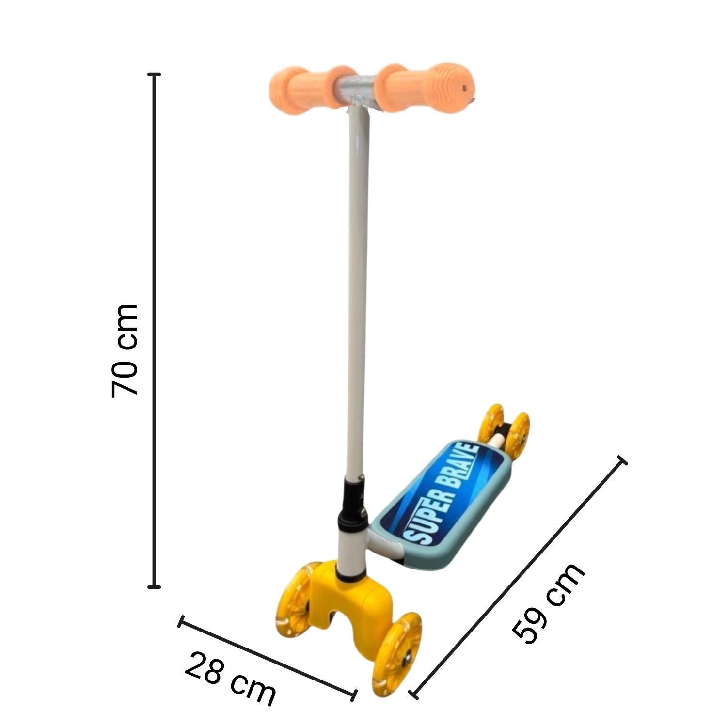 Scooter Infantil 4 Ruedas Ajustable Niño Estable Celeste-5