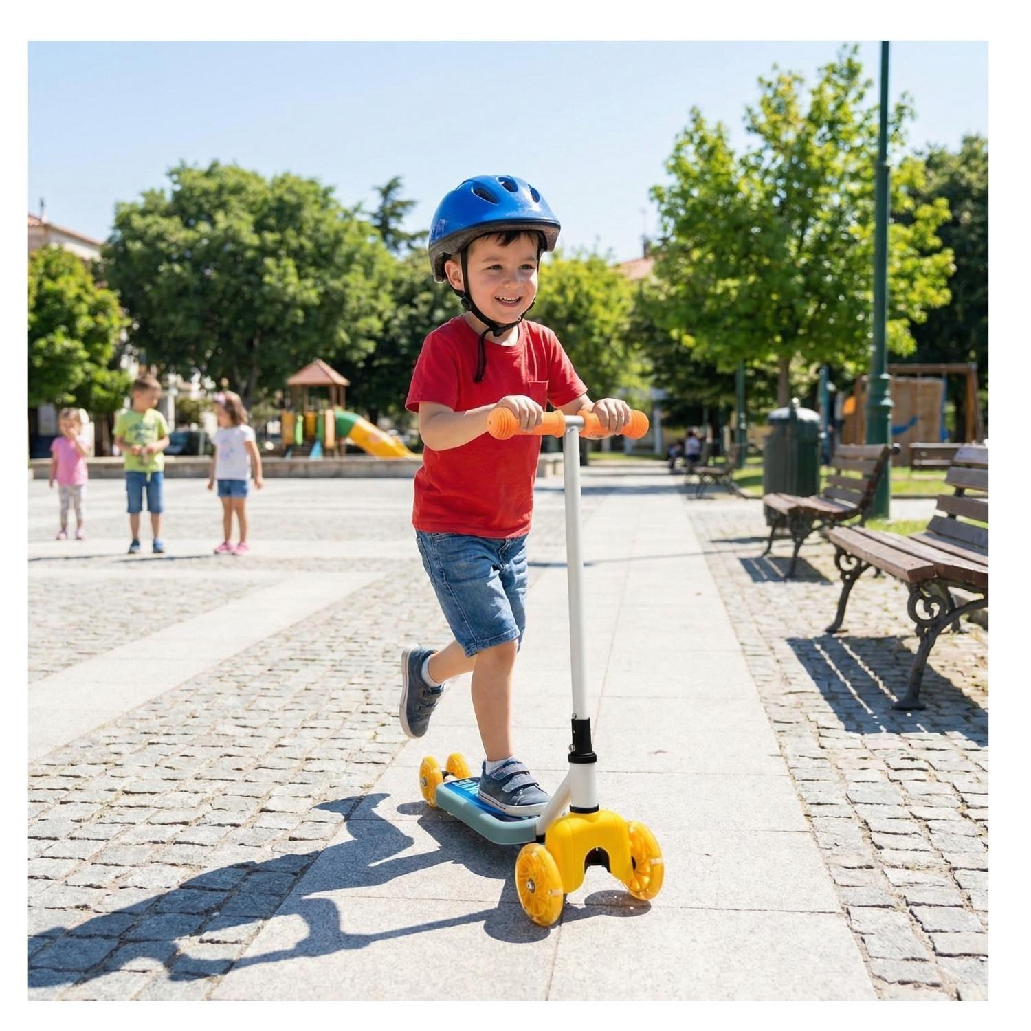 Scooter Infantil 4 Ruedas Ajustable Niño Estable Celeste-6