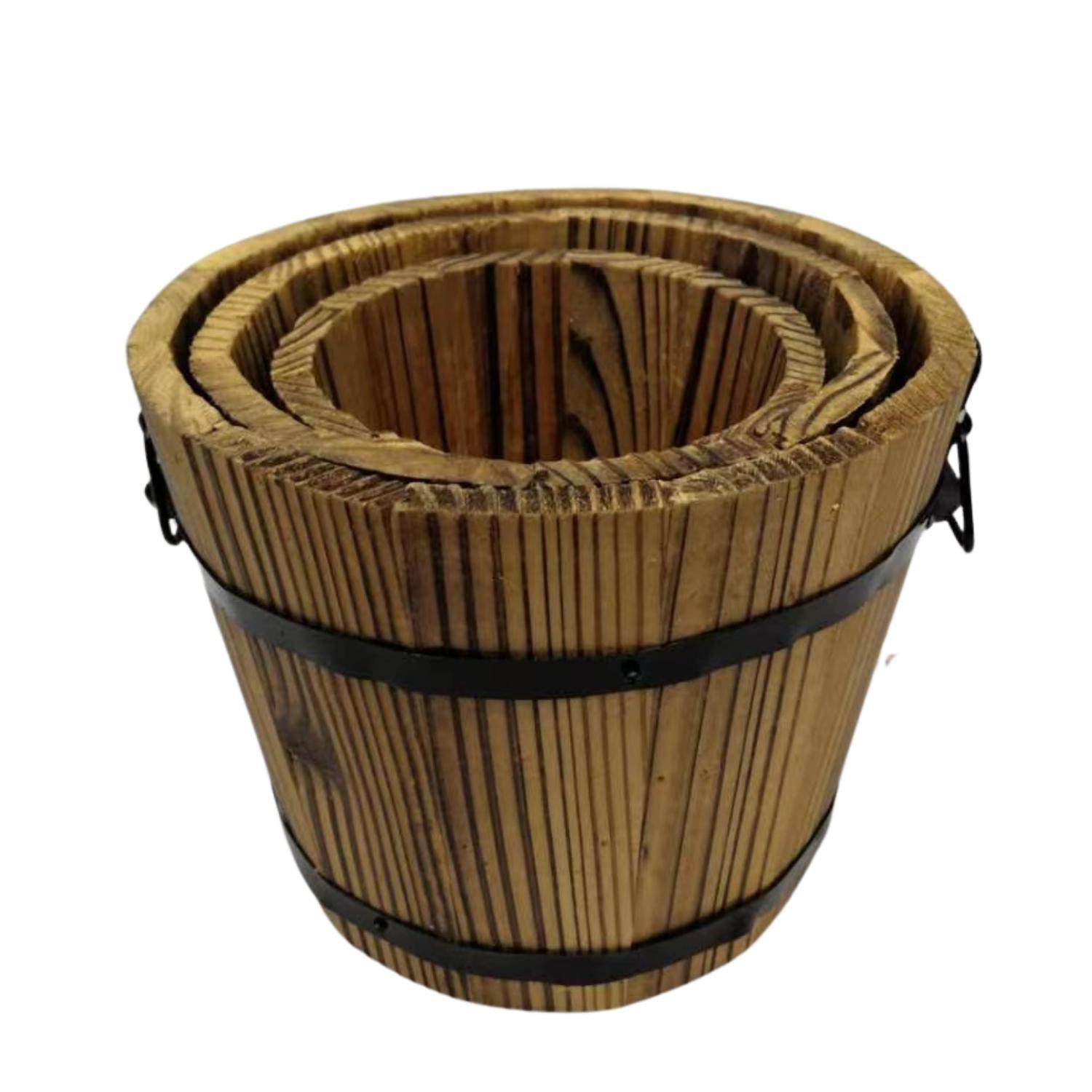 Maceteros de Madera de Abeto. Pack 3 unidades. 14 / 12 / 10 cm-1