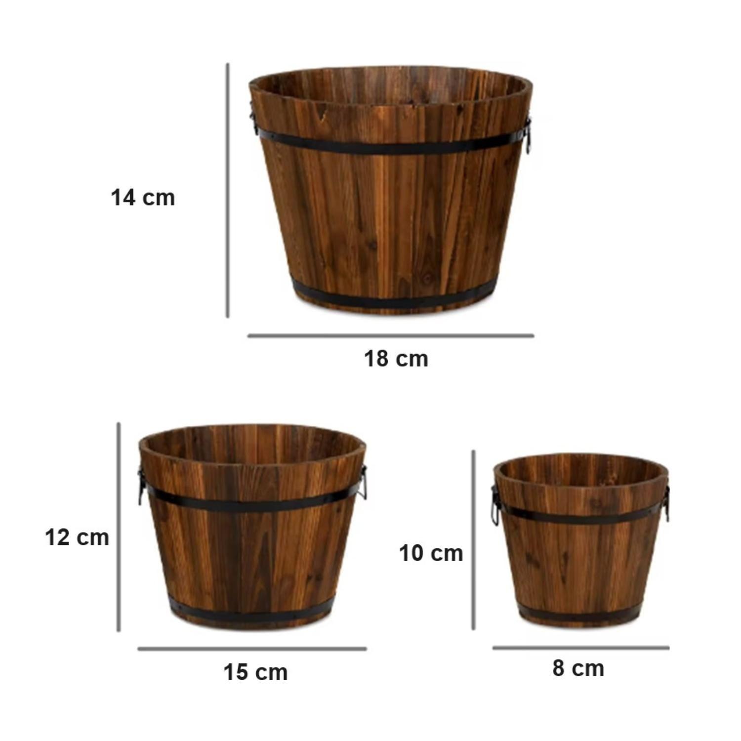 Maceteros de Madera de Abeto. Pack 3 unidades. 14 / 12 / 10 cm-2